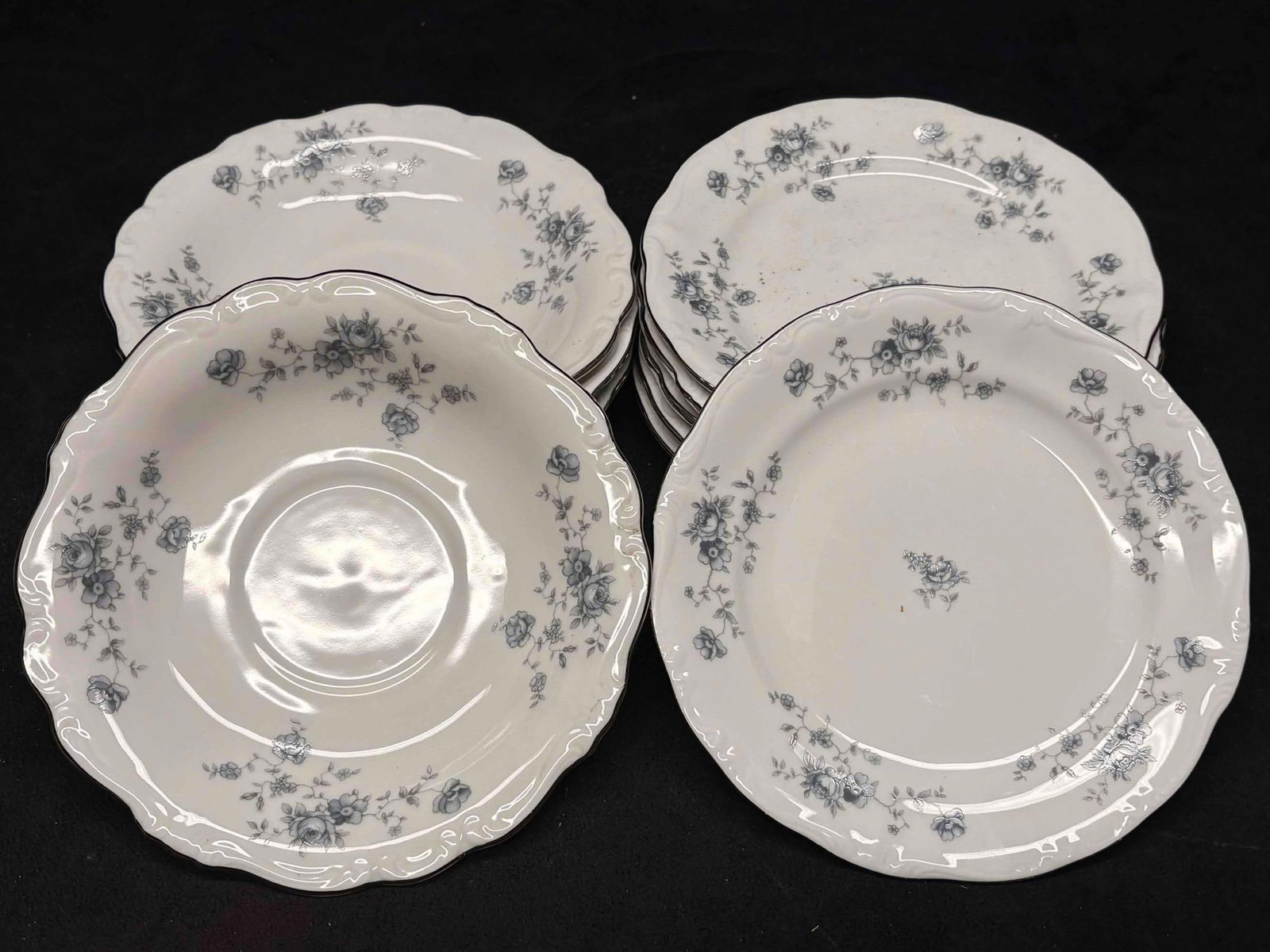 10pc Vintage Johann Haviland Blue Garland Footed Saucer and Bread Butter Plate Set (1 of 6)