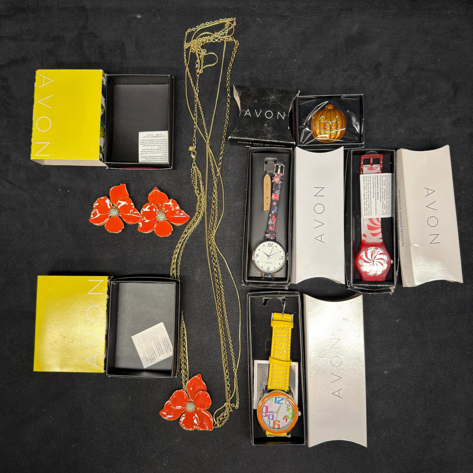 Avon Costume Jewelry and Watch Group with Floral Necklace and Earrings Set (1 of 4)