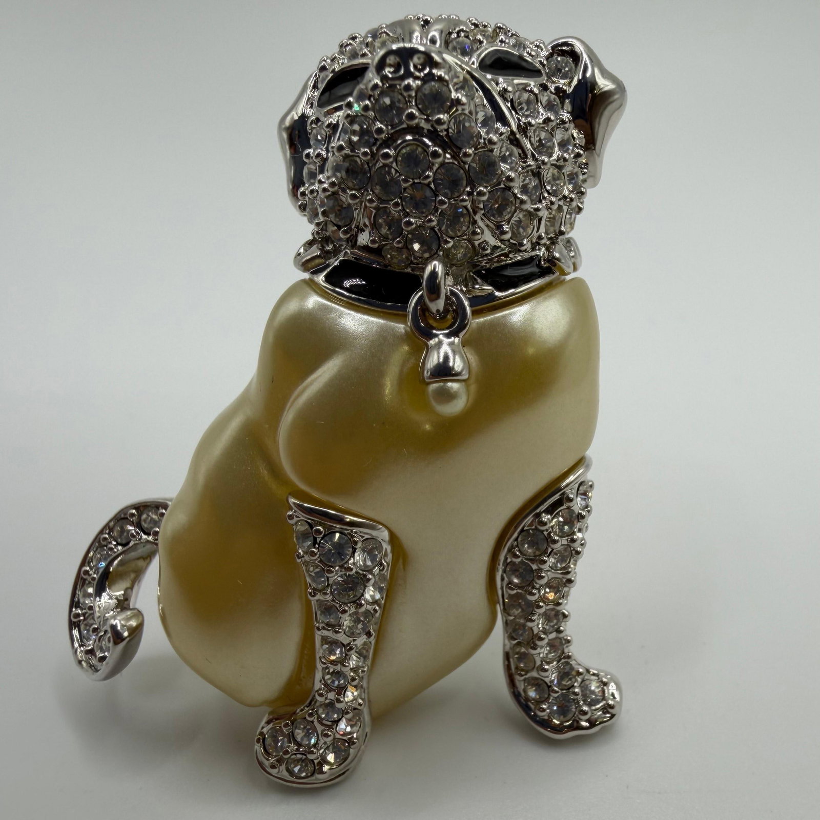 Kenneth Jay Lane Treasures of the Duchess Crystal Faux Pearl Poodle Brooch (1 of 6)
