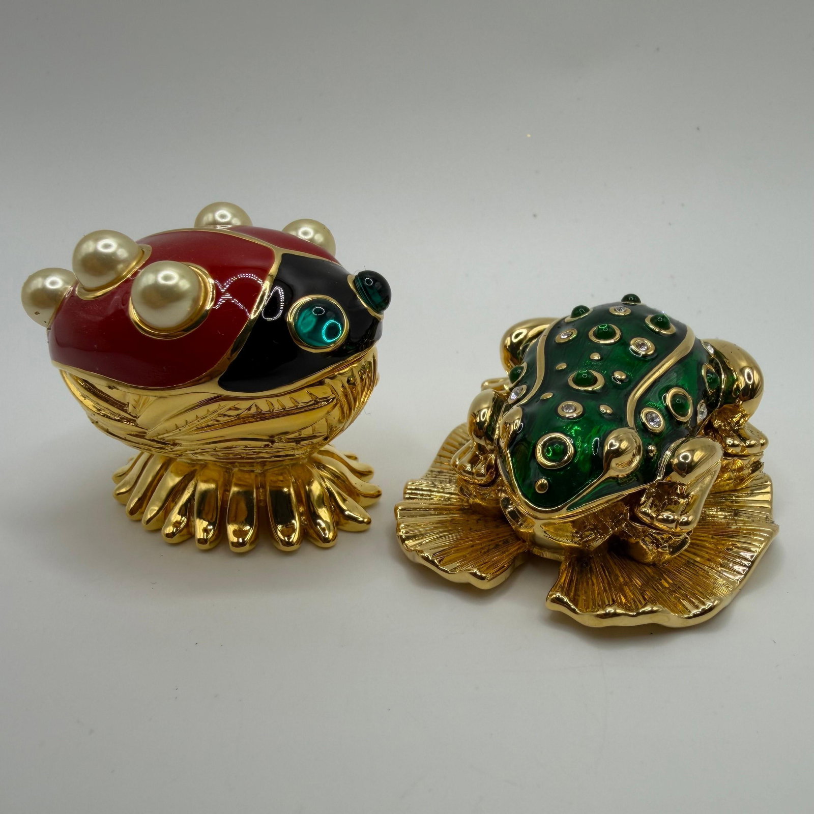 Kenneth Jay Lane Kenneths Critters Ladybug and Frog Trinket Box KJL Figurines (1 of 7)