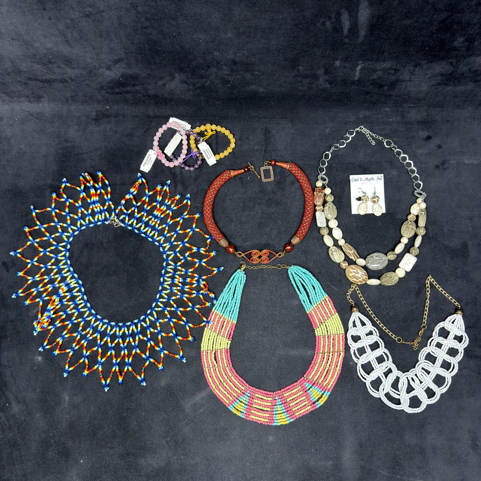 Collection of Artisan Beaded Necklaces Stone Jewelry and Fashion Accessories (1 of 9)