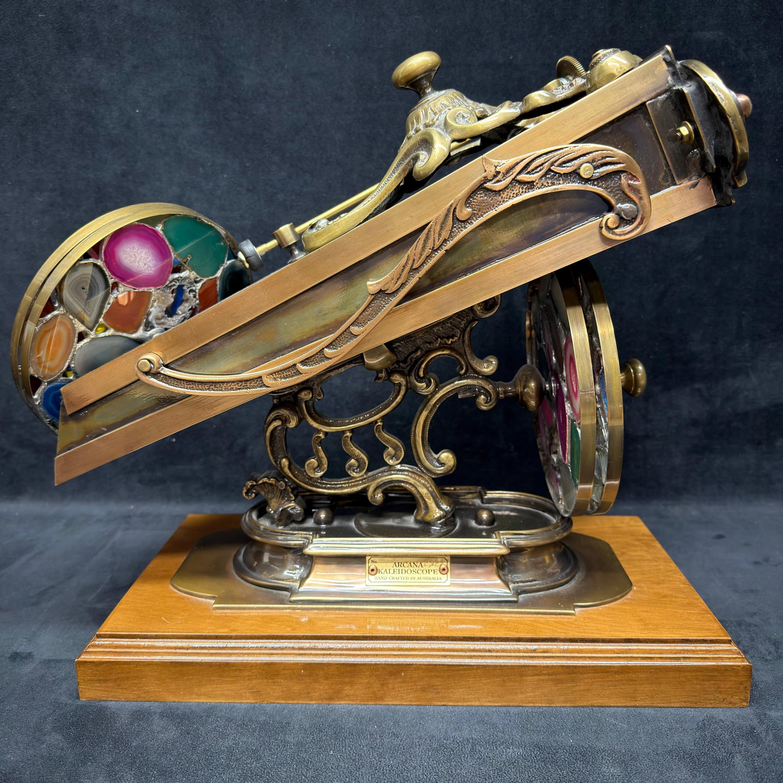 Robert Cook Arcana Handcrafted Optical Kaleidoscope Interchangeable Agate Art Glass Wheels Signed (1 of 18)