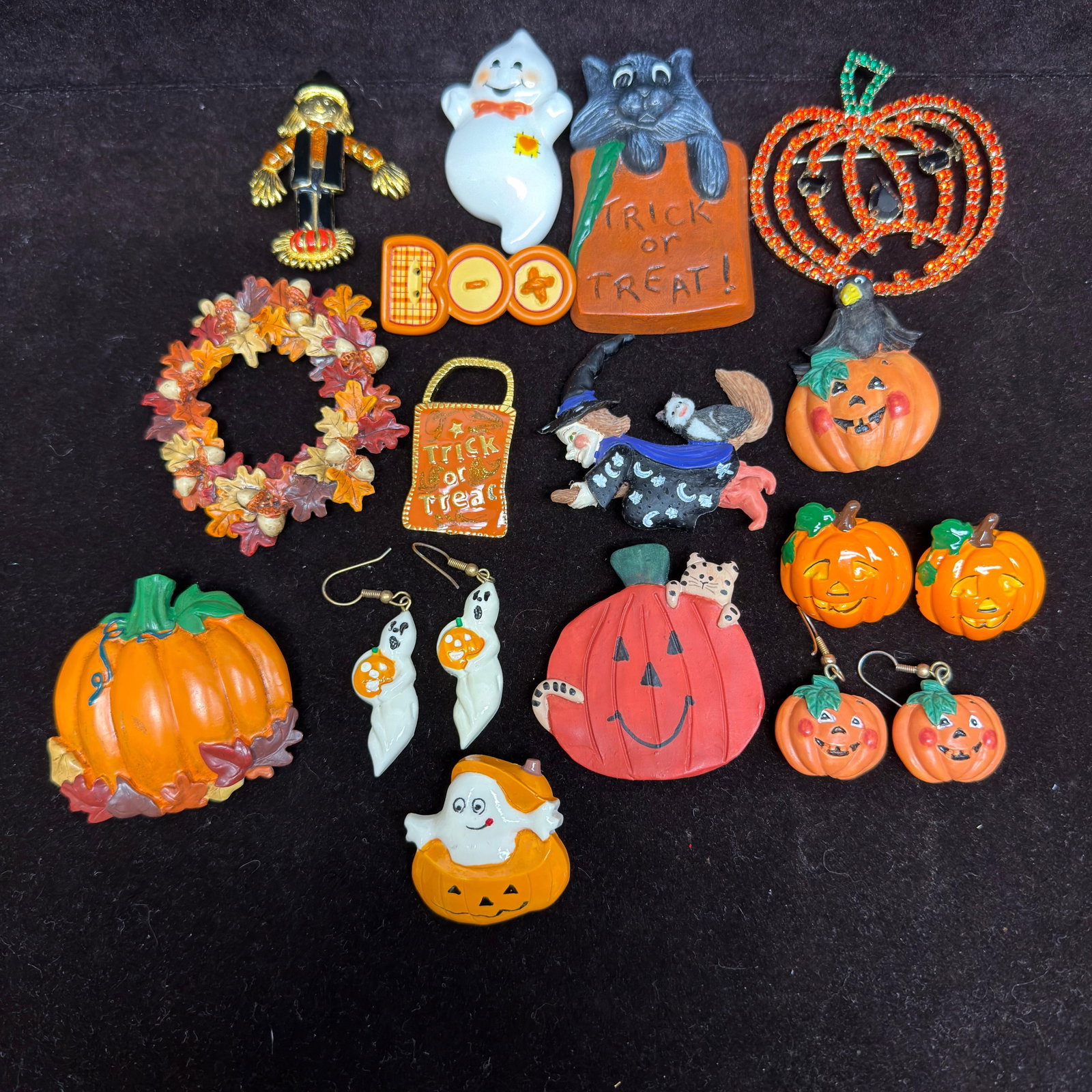 Halloween Fall Autumn Pumpkin Orange Theme Brooch Set HG5 (1 of 4)