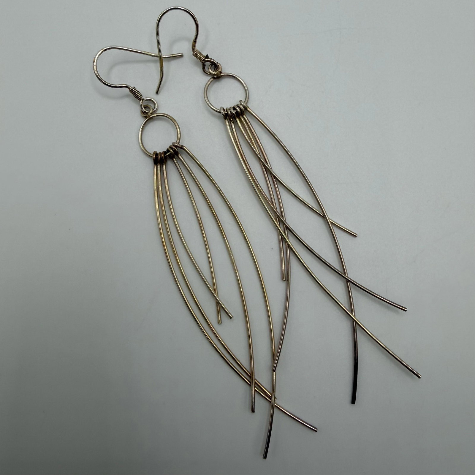 Multi Strand Dangle Earrings Sterling Silver HG21: This item is in good pre-owned, previously used/displayed condition with noticeable light wear and surface scratches. Please reference all photos for full details. This piece of jewelry has been teste