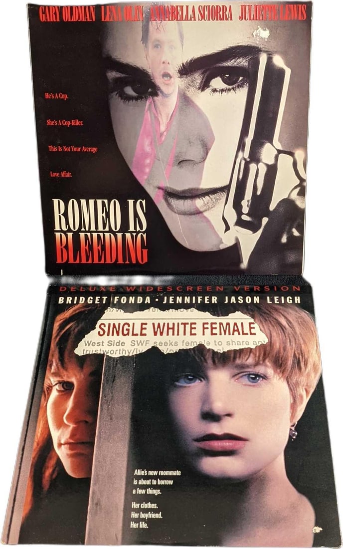 Single White Female & Romeo Is Bleeding Laserdiscs: This lot includes: (1) Single White Female. This was released by Columbia Tristar in 1992. (1) Romeo Is Bleeding. This was released by Polygram Video in 1993. All are approx 12" x