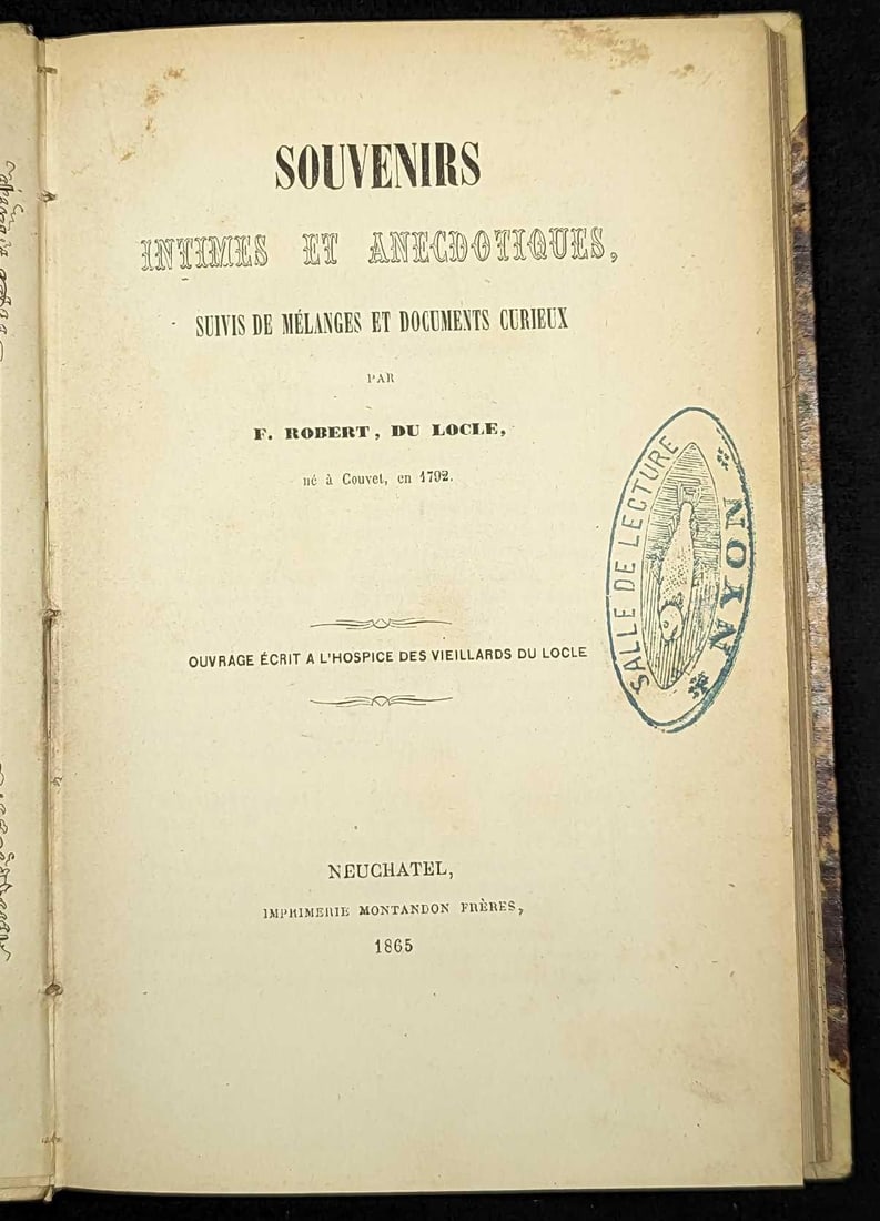 Antique French Souvenirs Intimes Et Anecdotiques Hardcover: Antique French Souvenirs Intimes Et Anecdotiques Hardcover. Or roughly translated to English as "Souvenirs, Intimate And Anecdotic" - Tracking Of Mixures And Curious Documents" By Francois Robert du