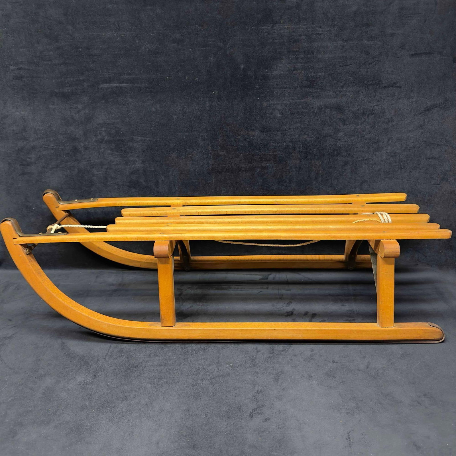 Vintage Wooden Wood Snow Sled with Metal Runners (1 of 14)
