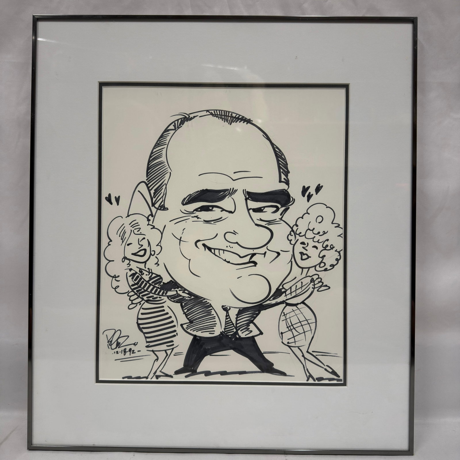 Original Signed 1992 Michel Roux Caricature Drawing Framed (1 of 4)