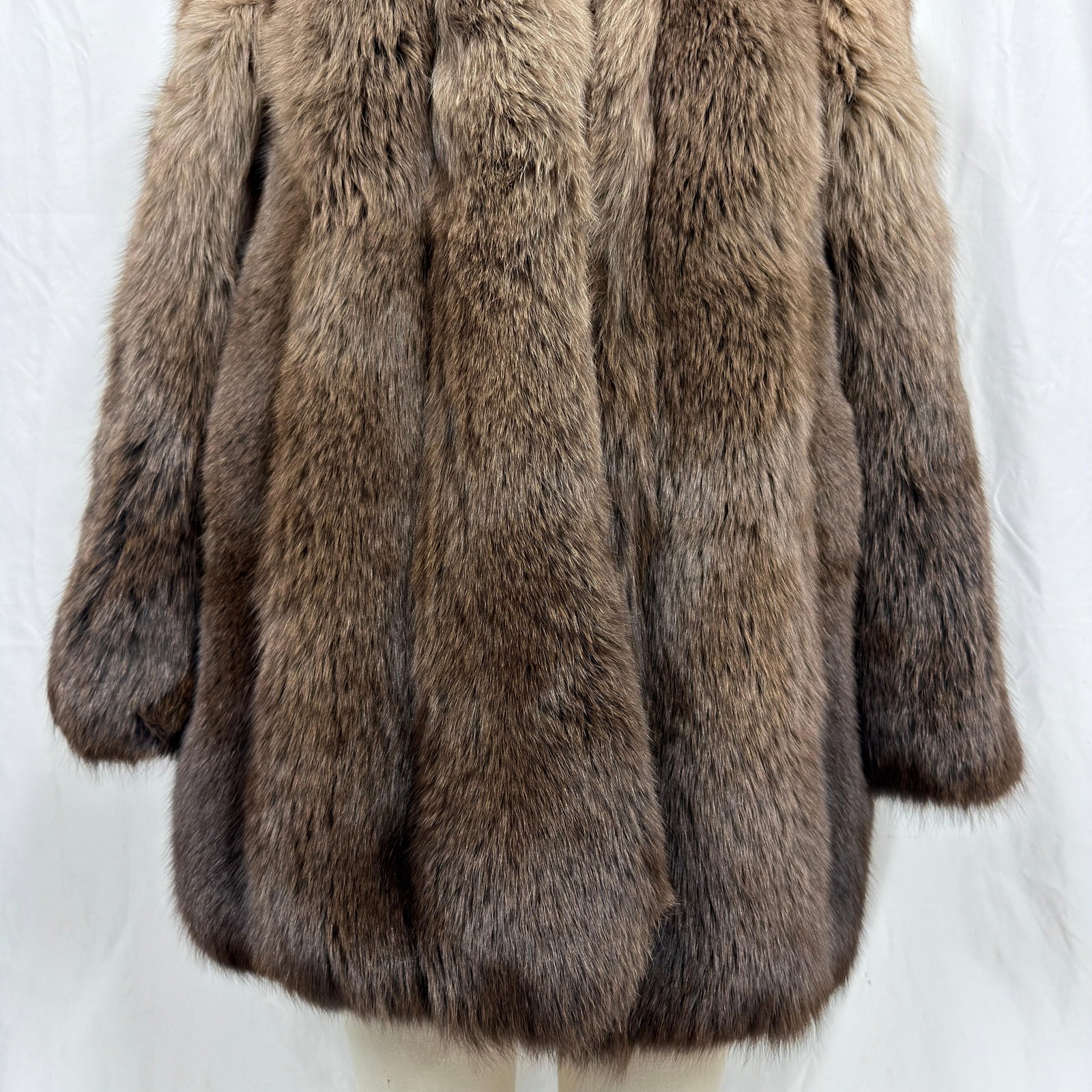 Brown Colored Fox Fur Coat with Statement Front Button - 2