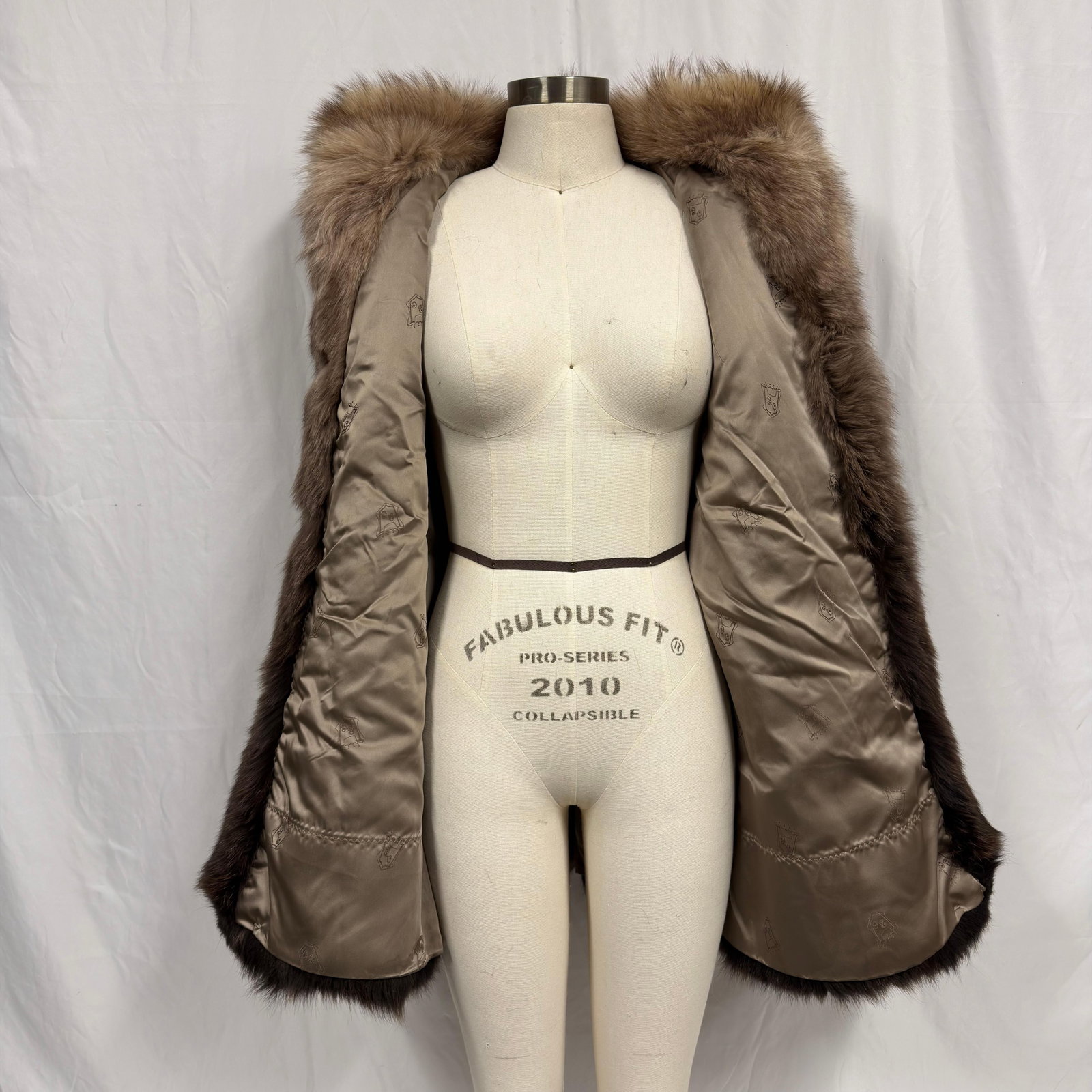 Brown Colored Fox Fur Coat with Statement Front Button - 4