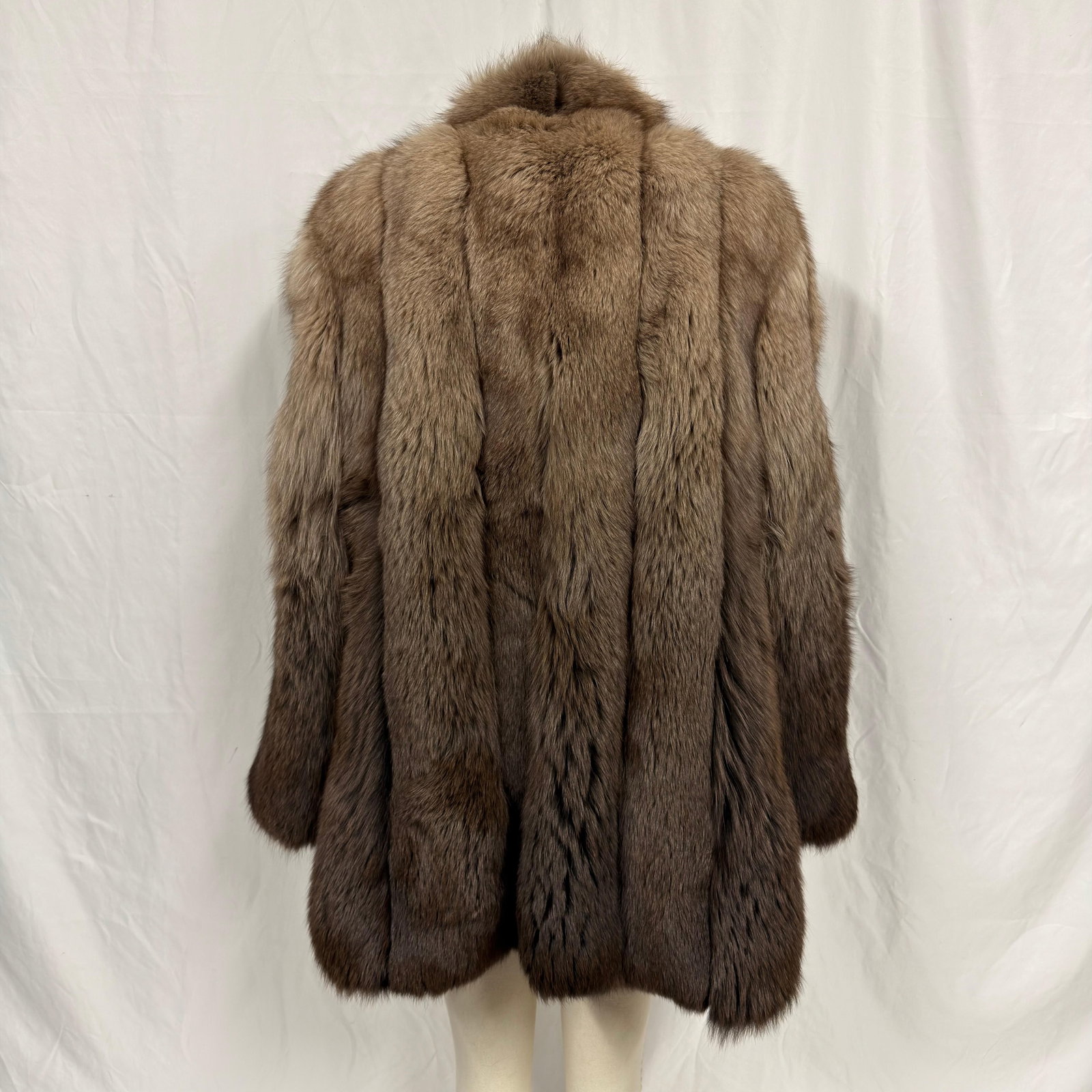 Brown Colored Fox Fur Coat with Statement Front Button - 6