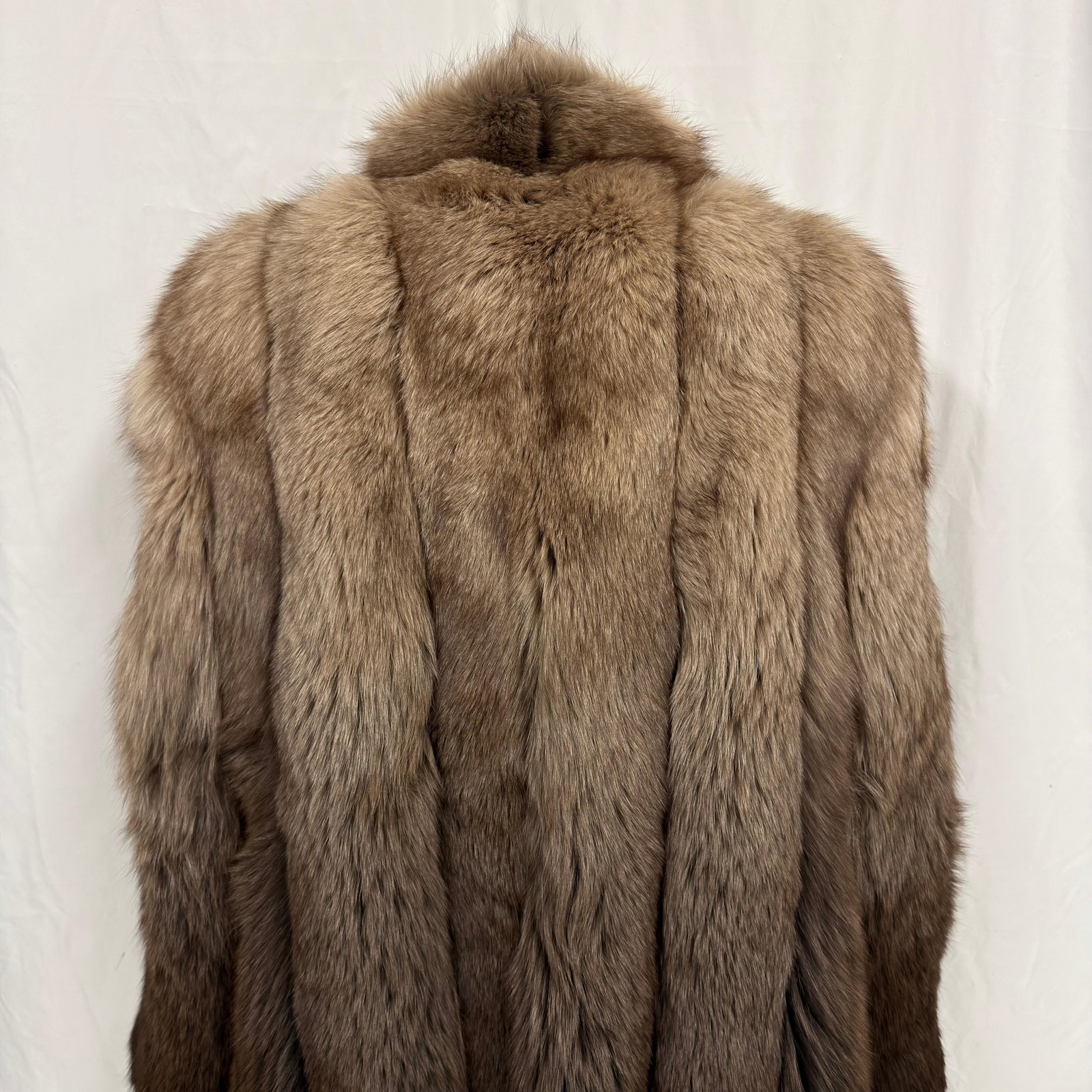 Brown Colored Fox Fur Coat with Statement Front Button - 8