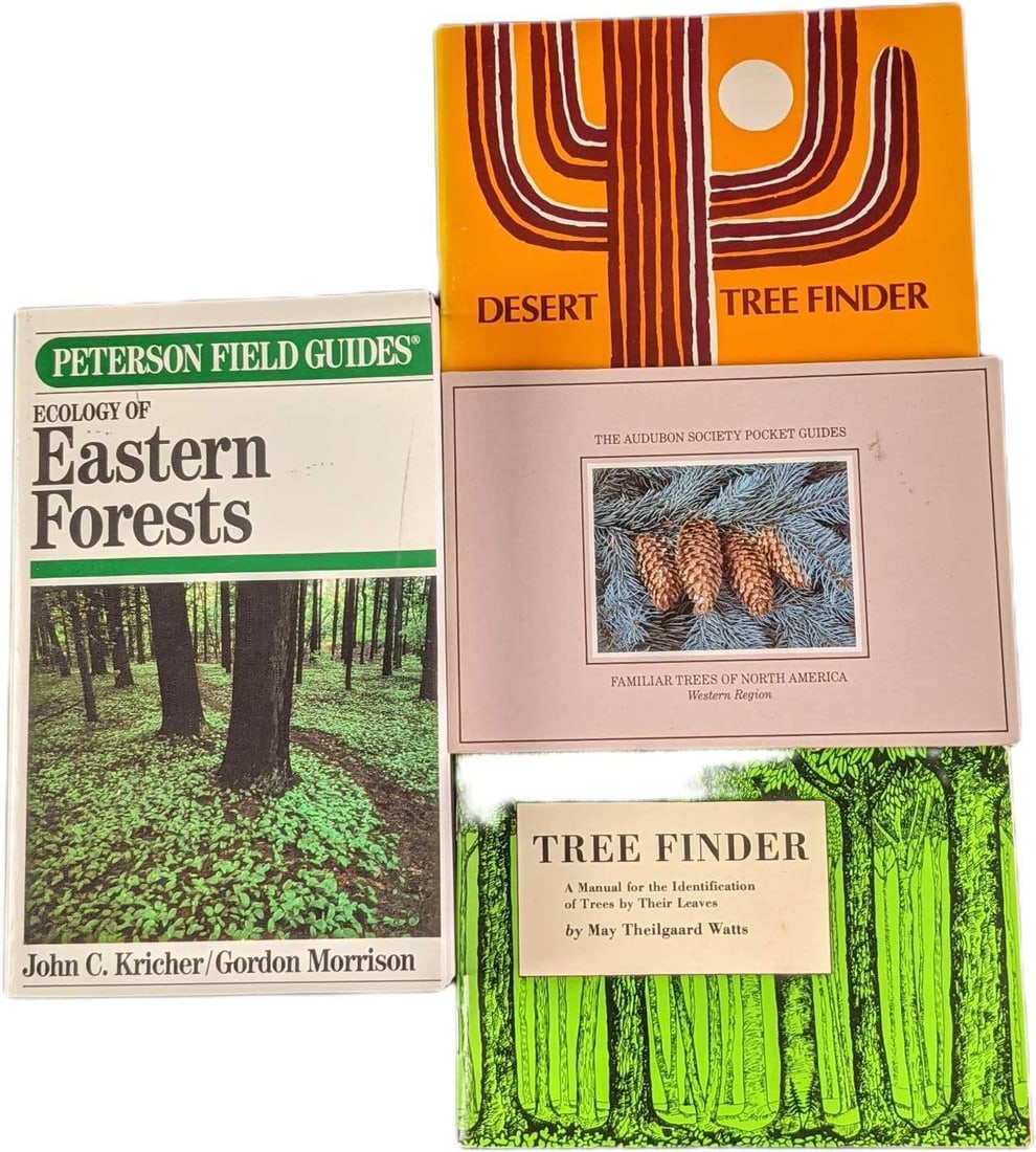 4 Ecology Of Eastern Forest & Tree Finder Paperbacks: This lot includes: (1) Peterson Field Guides: Ecology Of Eastern Forests By John C Kricher & Gordon Morrison. This was published by Houghton Mifflin Company (Boston) in 1988. This book is approx 4