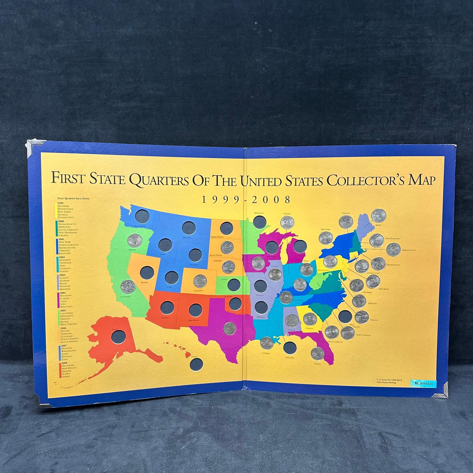 State Quarters of the United States Collectors Map 30 Quarter Collection Folder: State Quarters of the United States Collectors Map 30 Quarter Collection with a large folder. Thirty state quarters coins included. This item is in good pre-owned, previously used/displayed cond