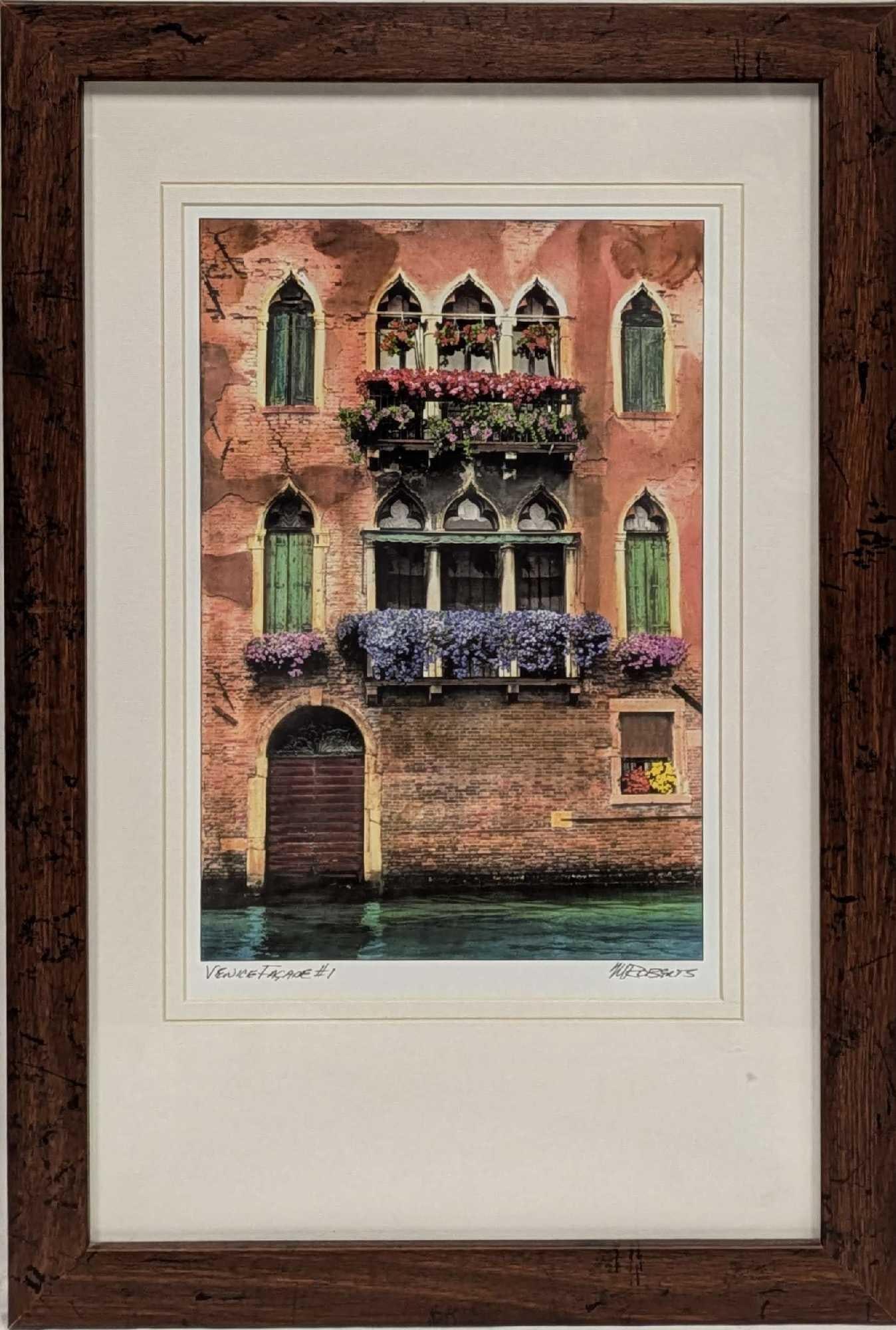 Framed Martin Roberts Venice Facade 1 Photo Print: Framed Martin Roberts Venice Facade 1 Photo Print. This is approx 21" x 14 1/4" x 1/2" and it weighs 4lbs. Please note, the signature on the photo print is not an original and is part of the print.