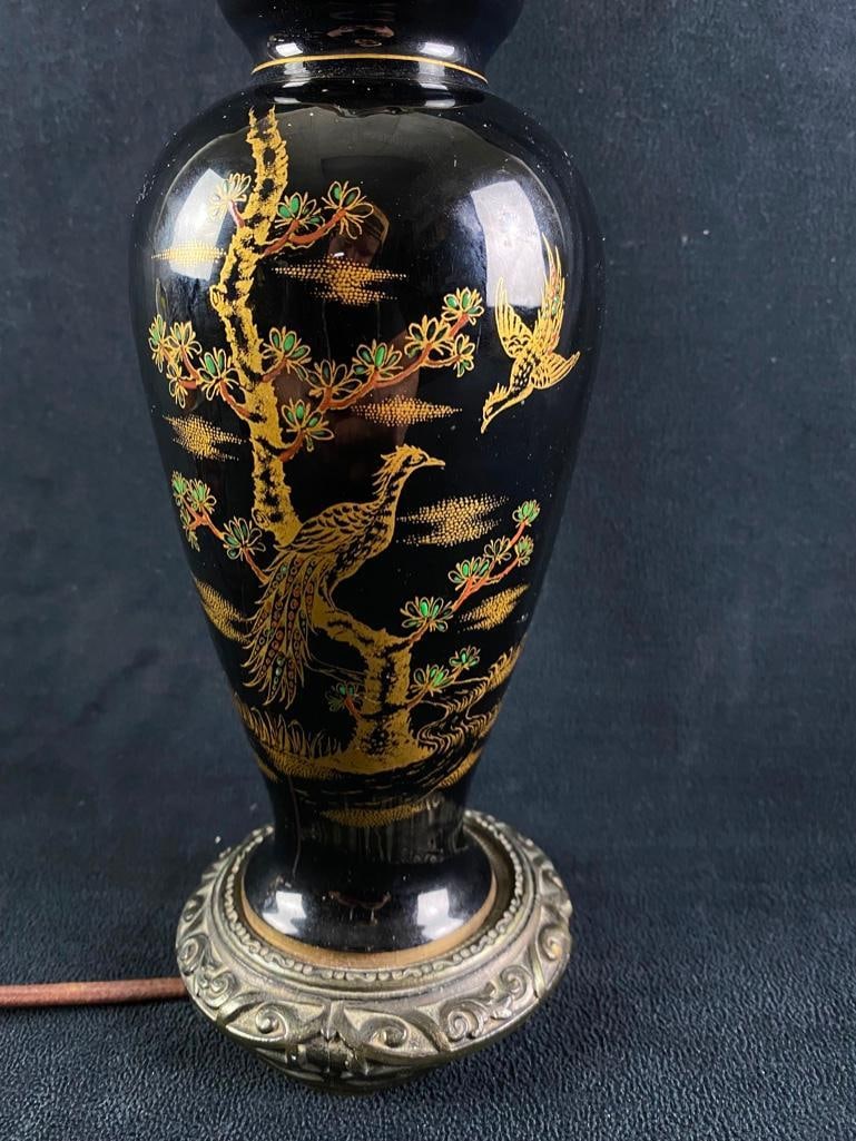 Oriental-Style Porcelain & Metal Lamp (1 of 6)