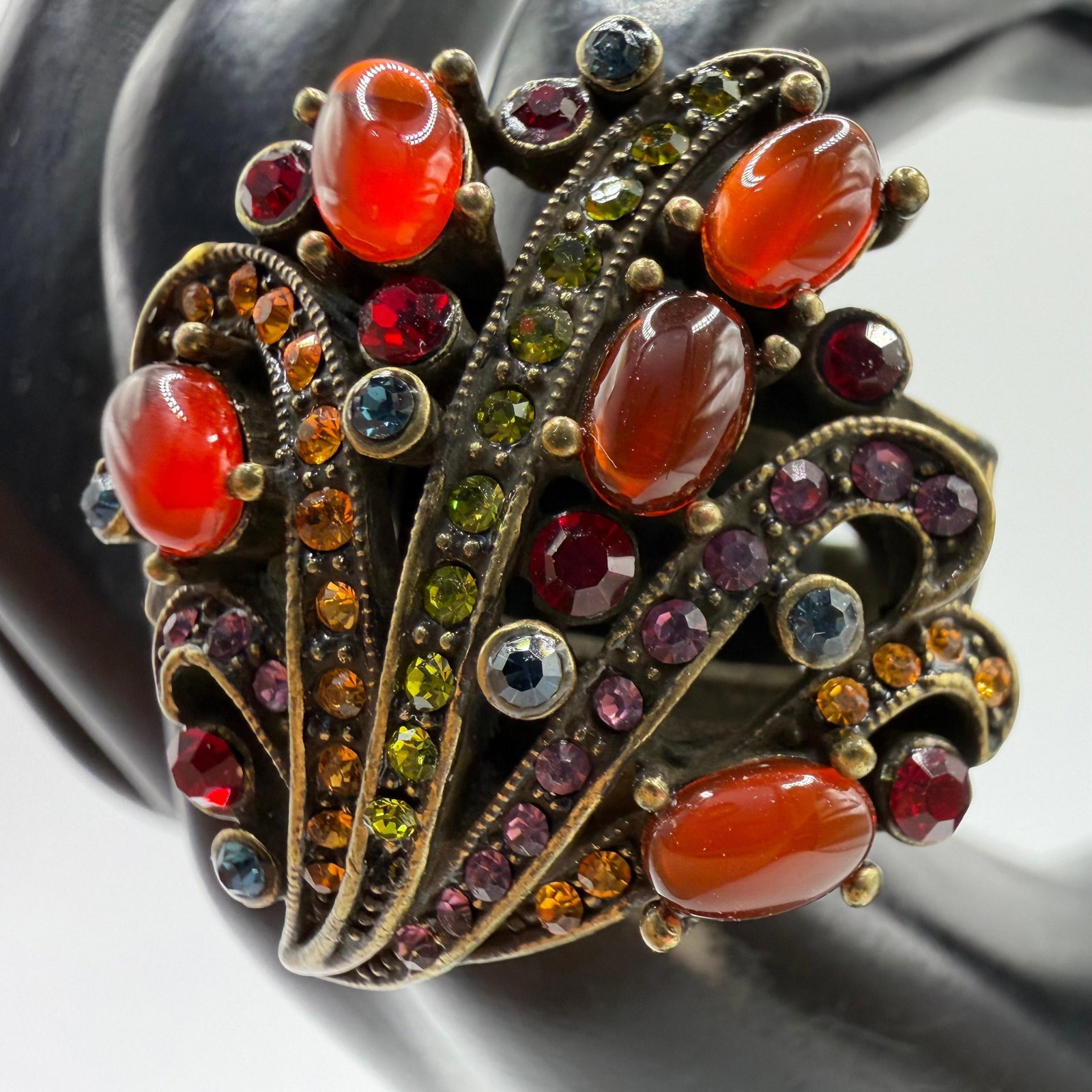 Heidi Daus Bouquet Design Carnelian Glass Cabochons Cocktail Ring (1 of 7)