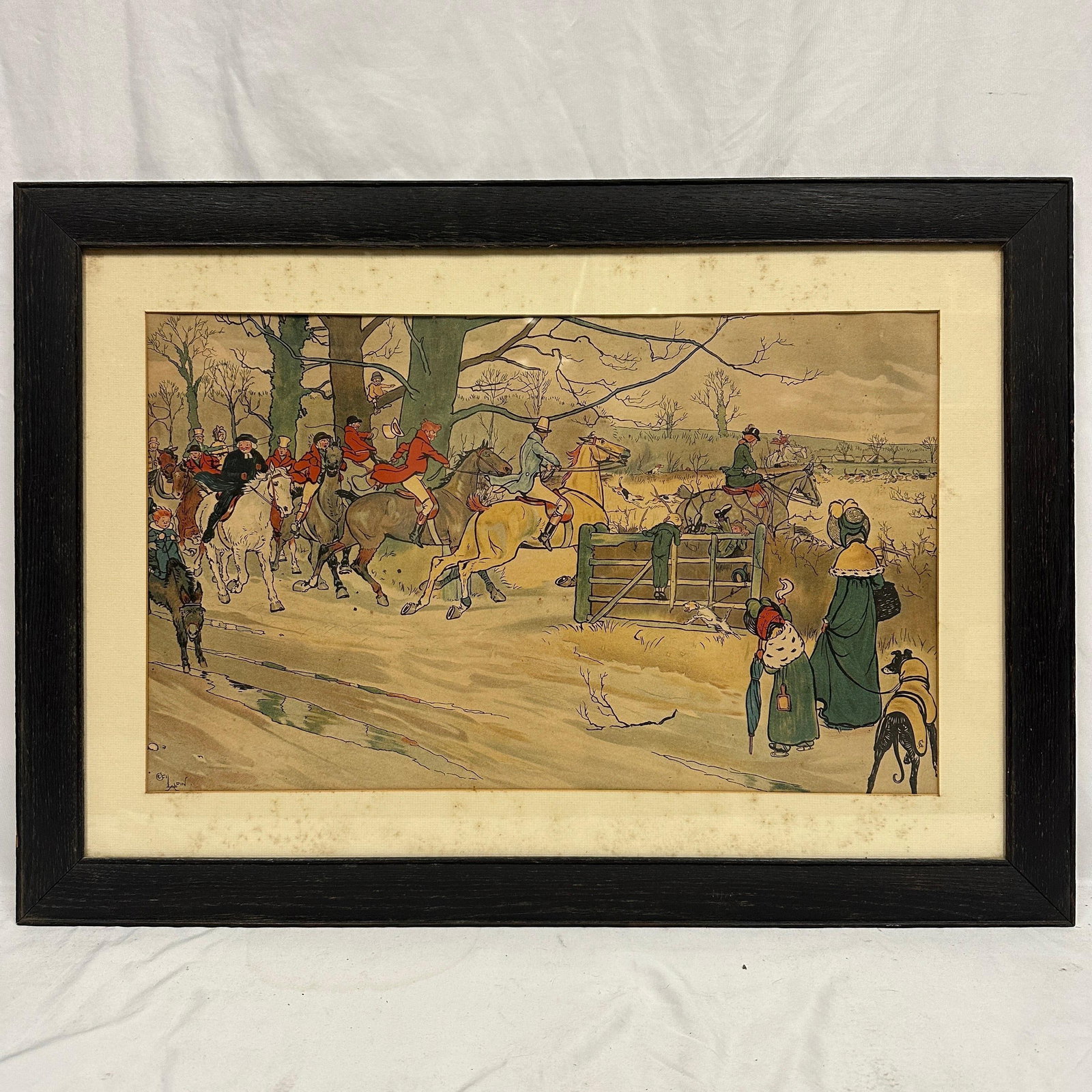 Framed English Hunting Scene Print After Cecil Aldin (1 of 5)
