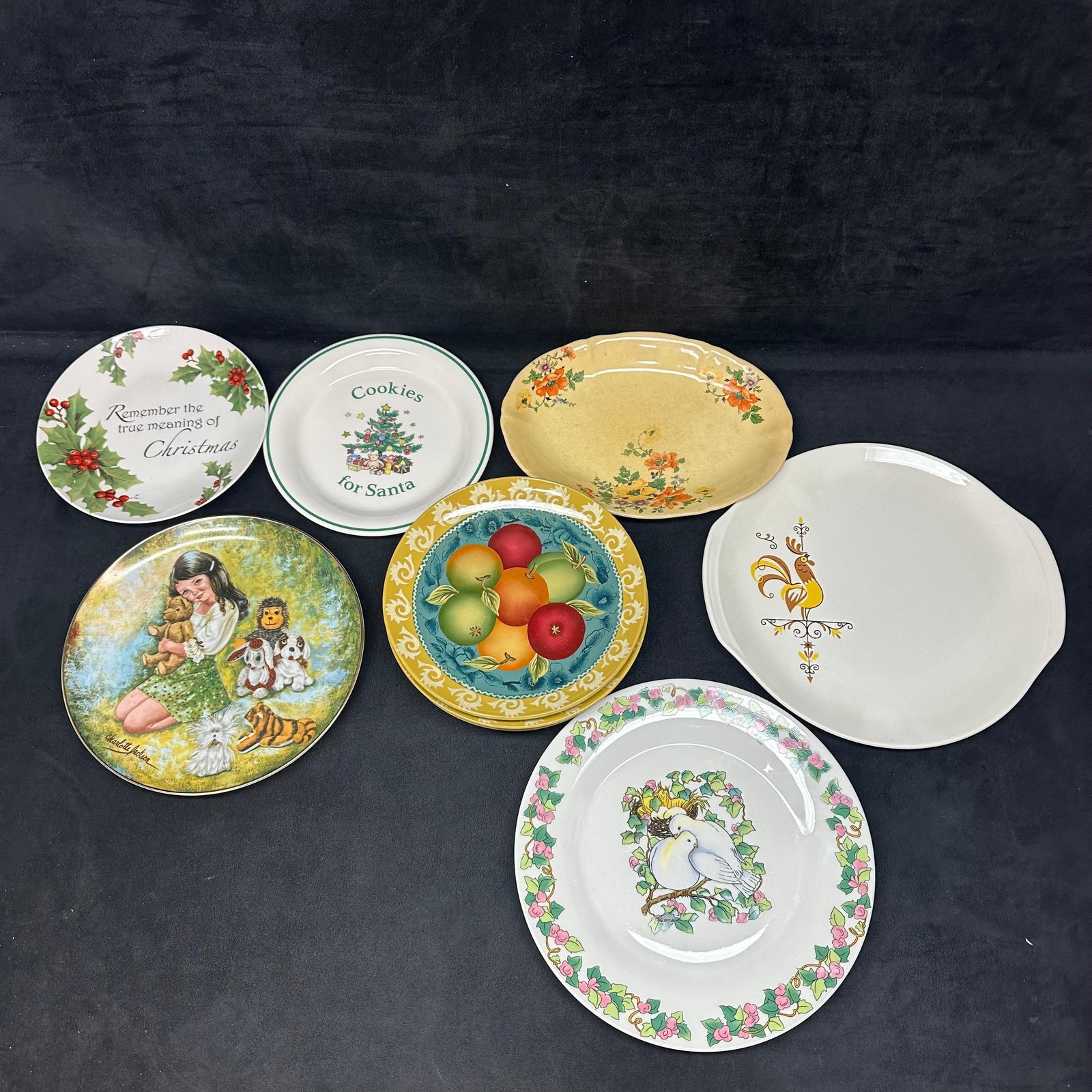 Mixed Decorative Plate Lot Christmas Fruit Motif Floral Charlotte Jackson Collector Plates (1 of 7)
