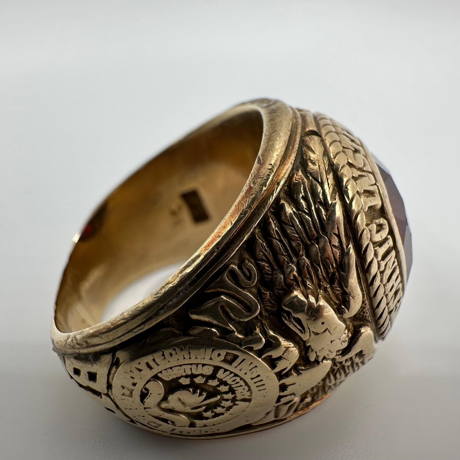 10K Lab Ruby Polytechnic Institute Brooklyn Gold Class Ring 1959 - 12