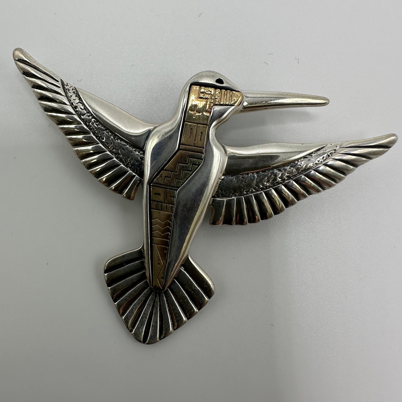 Carolyn Pollack 14k Accent and Sterling Silver Hummingbird Necklace Pendant Brooch RMT (1 of 4)