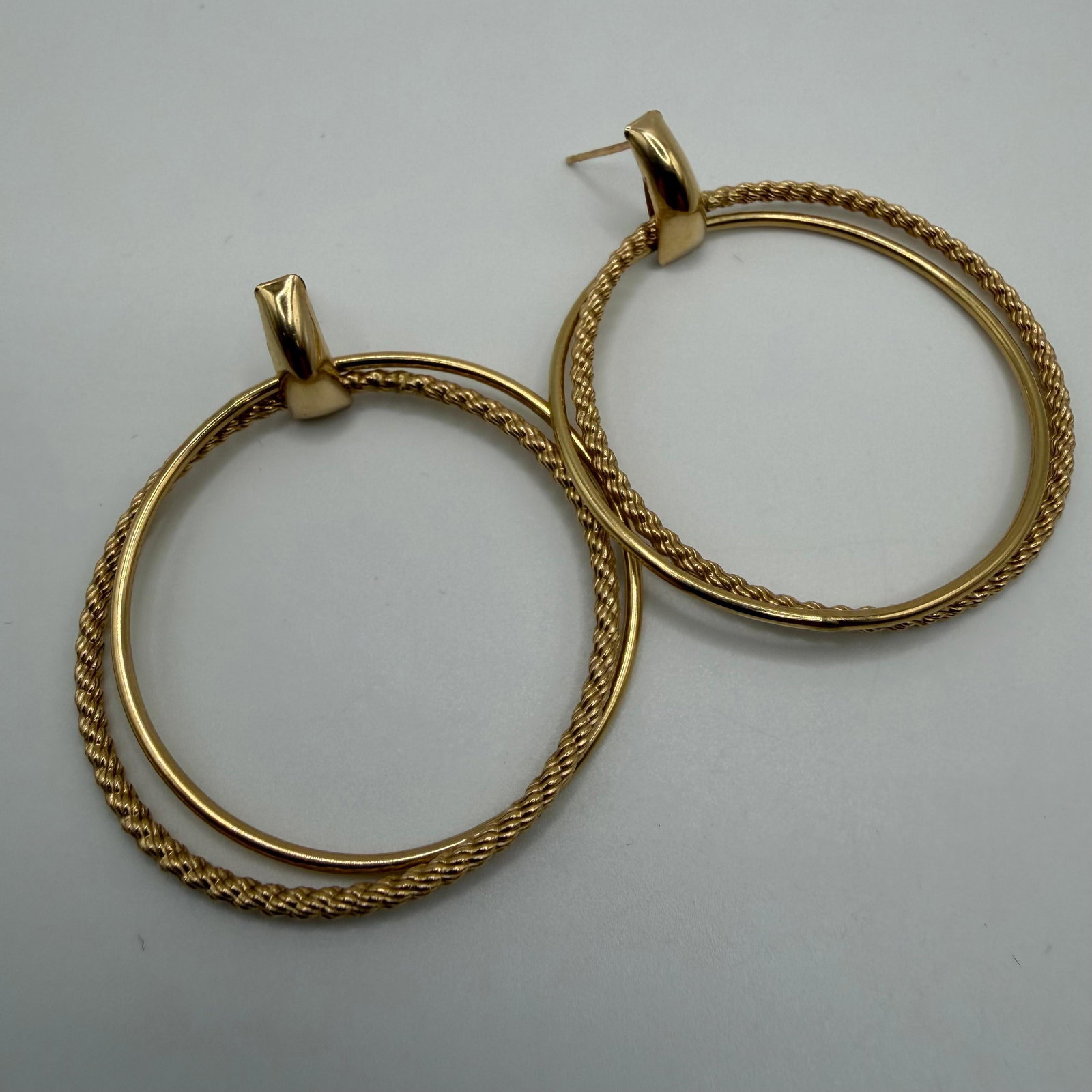 Smooth and Textured Double Hoop 14k Gold Earrings (1 of 6)