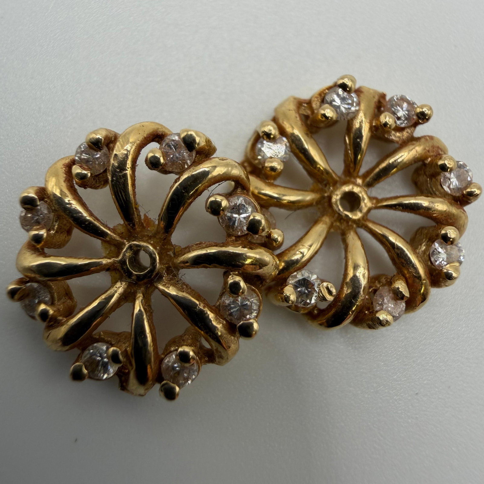 14K Accent Diamonds Gold Earring Enhancers Eight Diamond Setting (1 of 4)
