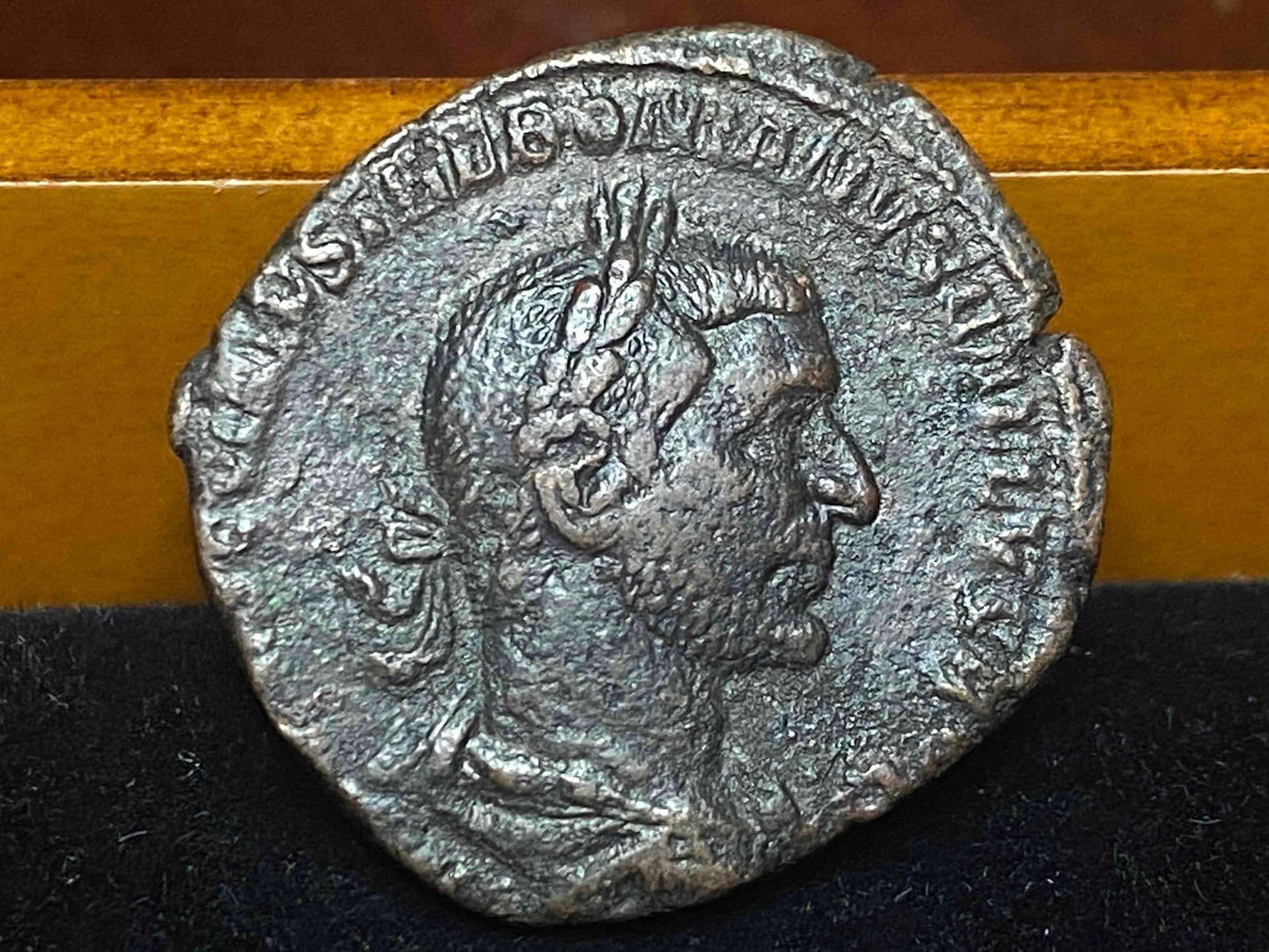 Trebonianus Gallus, 251-253 AD, AE Sestertius, struck 251-252 AD,: Origin:Rome mint, 2nd officina, 2nd emission Authority:Trebonianus Gallus Denomination:AE Sestertius Composition:Orichalcum Date:251-252 AD Obverse:IMP CAES C VIBIVS TREBONIANVS GALLVS AVG, Bust of