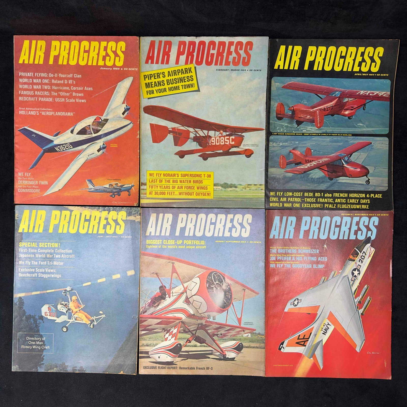 Air Progress Magazine 1964 Lot of 6 Six Magazines Collection Set: Air Progress Magazine 1964 Lot of 6 Six Magazines Collection Set. This Air Progress 1964 magazine collection includes the following monthly issues January, February/March, April/May, June/July,
