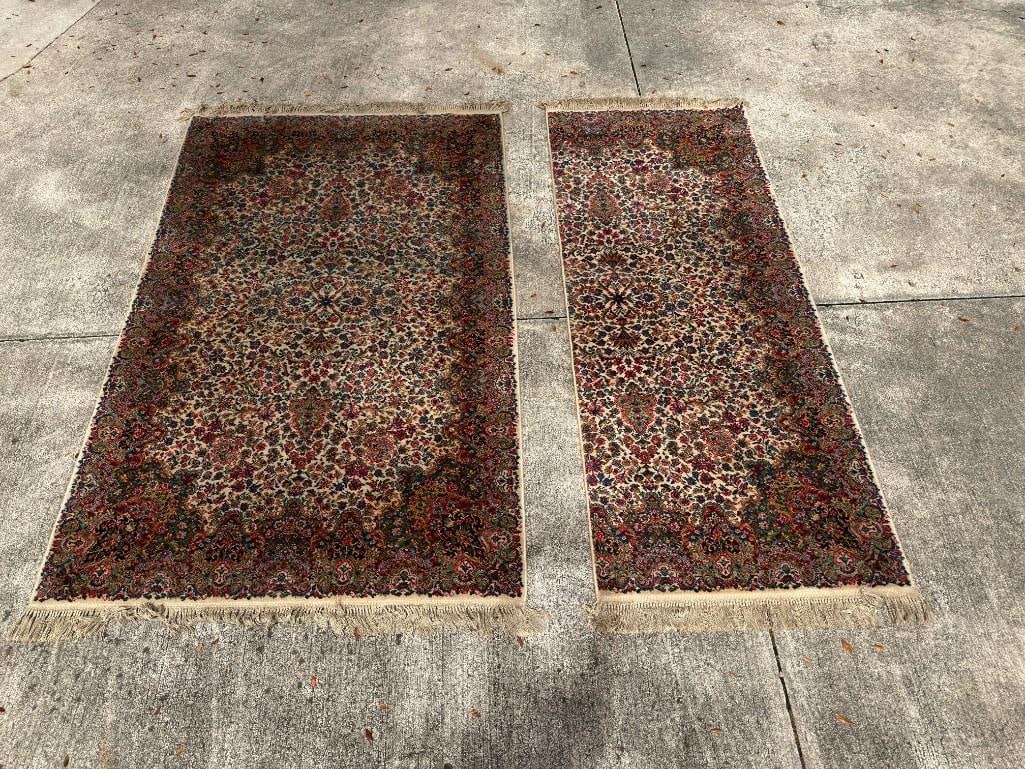 Pair of Karastan Original Collection Floral Kirman Wool Accent Rugs No. 742 (1 of 7)