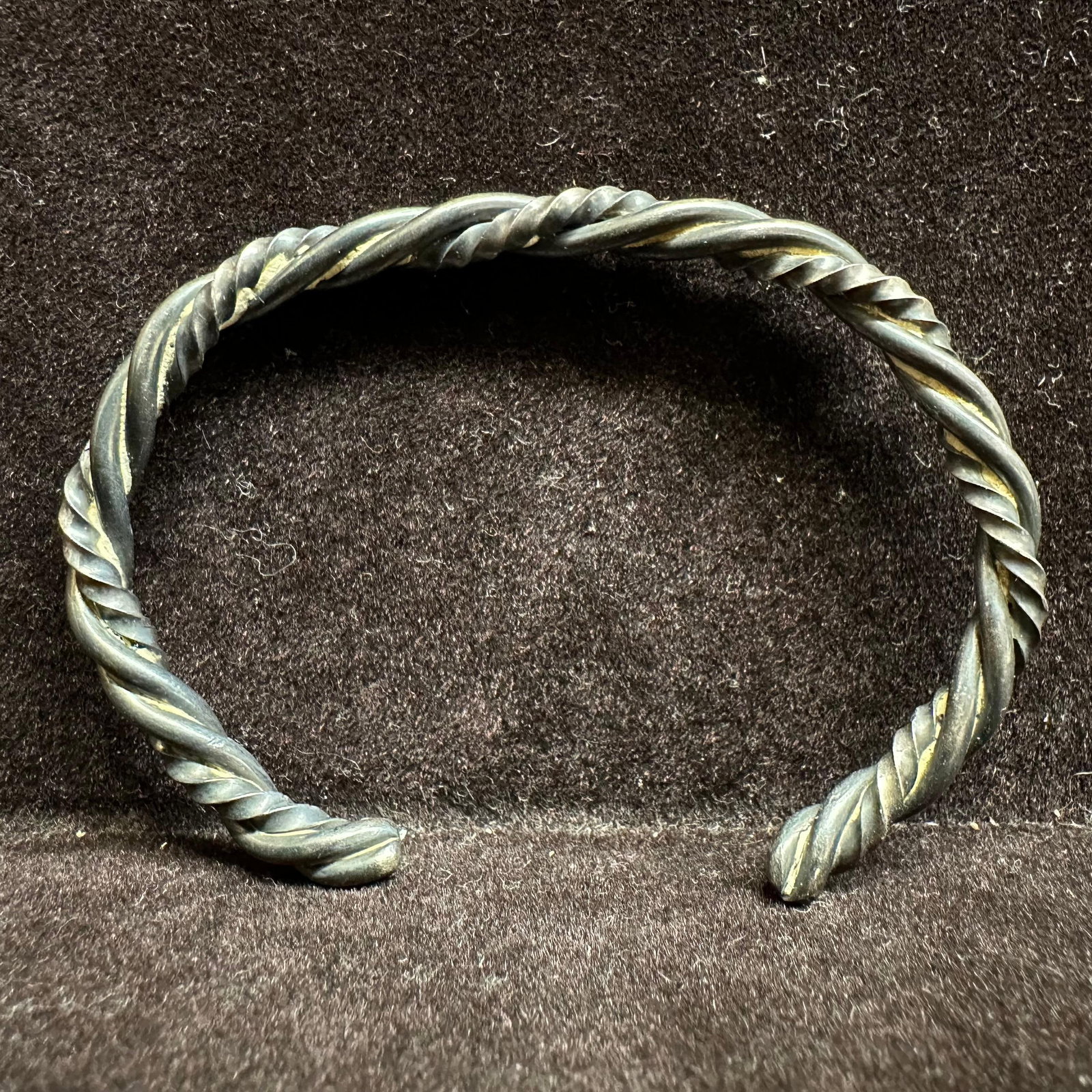 Twisted Silverwork Cable Cuff Silver Bracelet Unmarked Bangle - 4