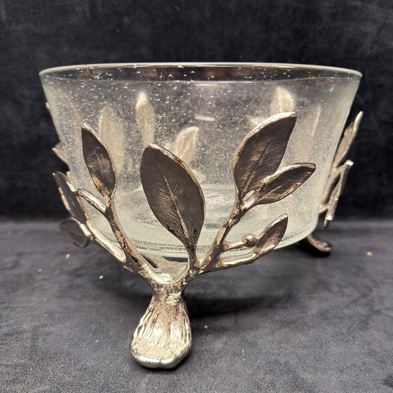 Michael Aram Olive Leaf Branch Glass Bowl Centerpiece Sleepy Hollow (1 of 5)