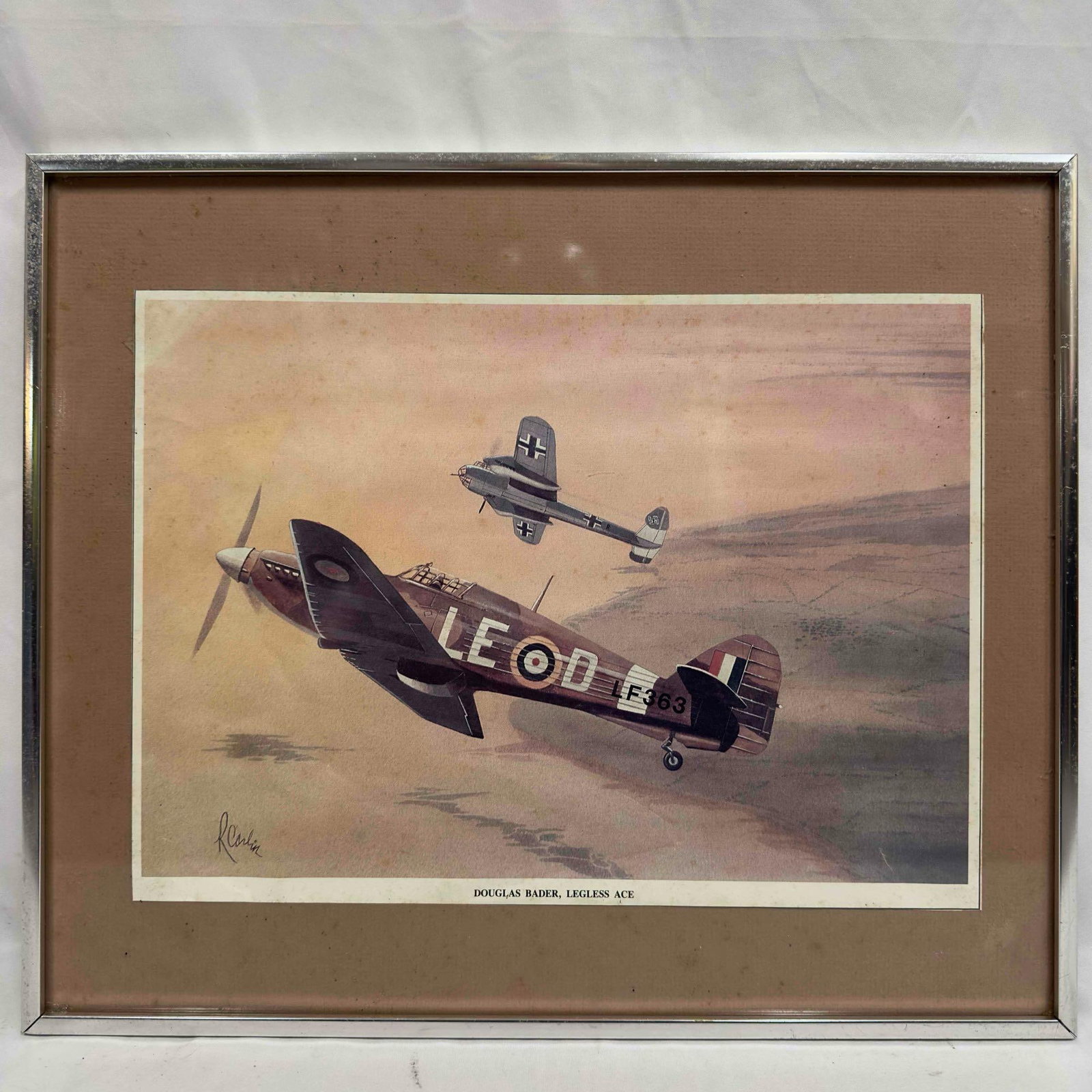 Framed Battle of Britain Douglas Bader Legless Ace Hawker Hurricane Plane Art Print (1 of 8)