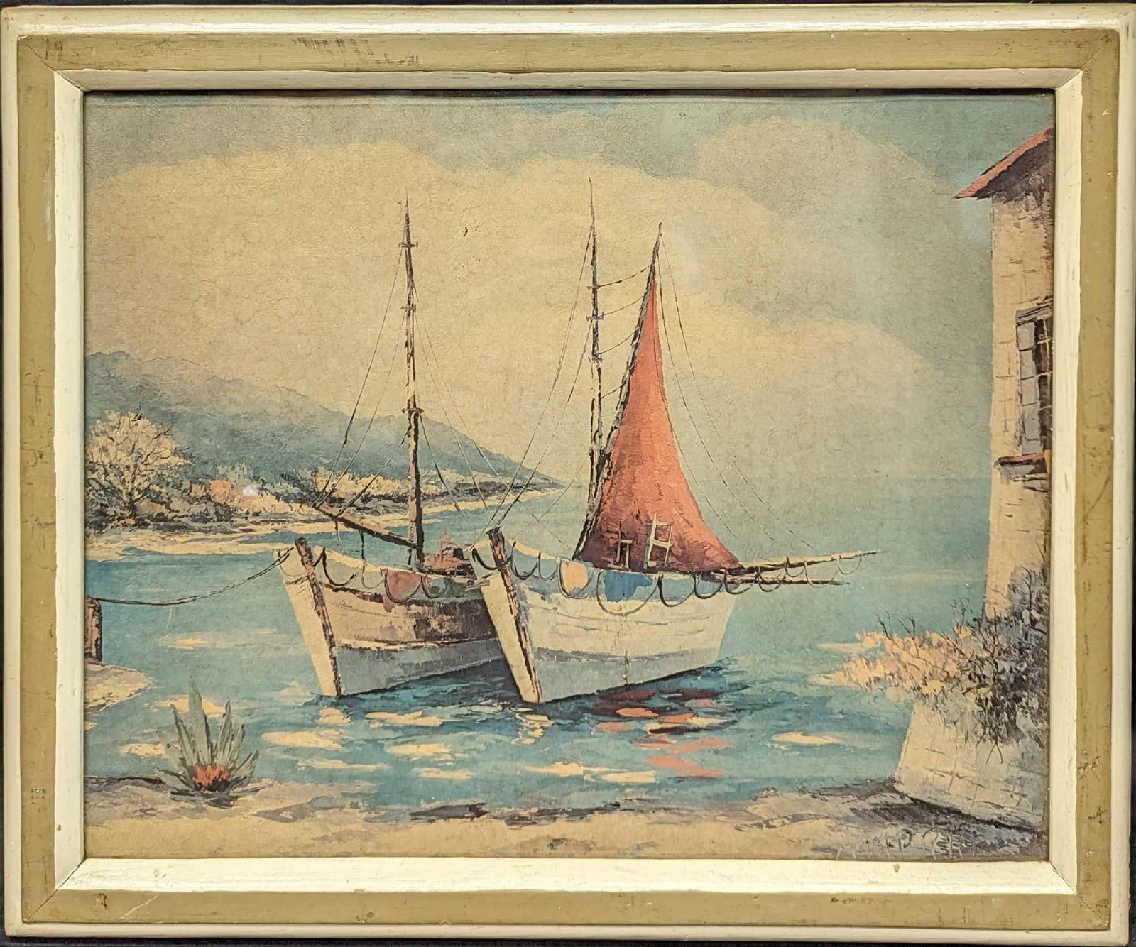 Framed Giovanni Camprio Marvin's Inlet Print: Framed Giovanni Camprio Marvin's Inlet Print. "Museum Print Edition". The framed print is approx 22" x 1" x 19" and it weighs 5 lbs. The print/visible image is approx 18 3/4" x 15". The print has