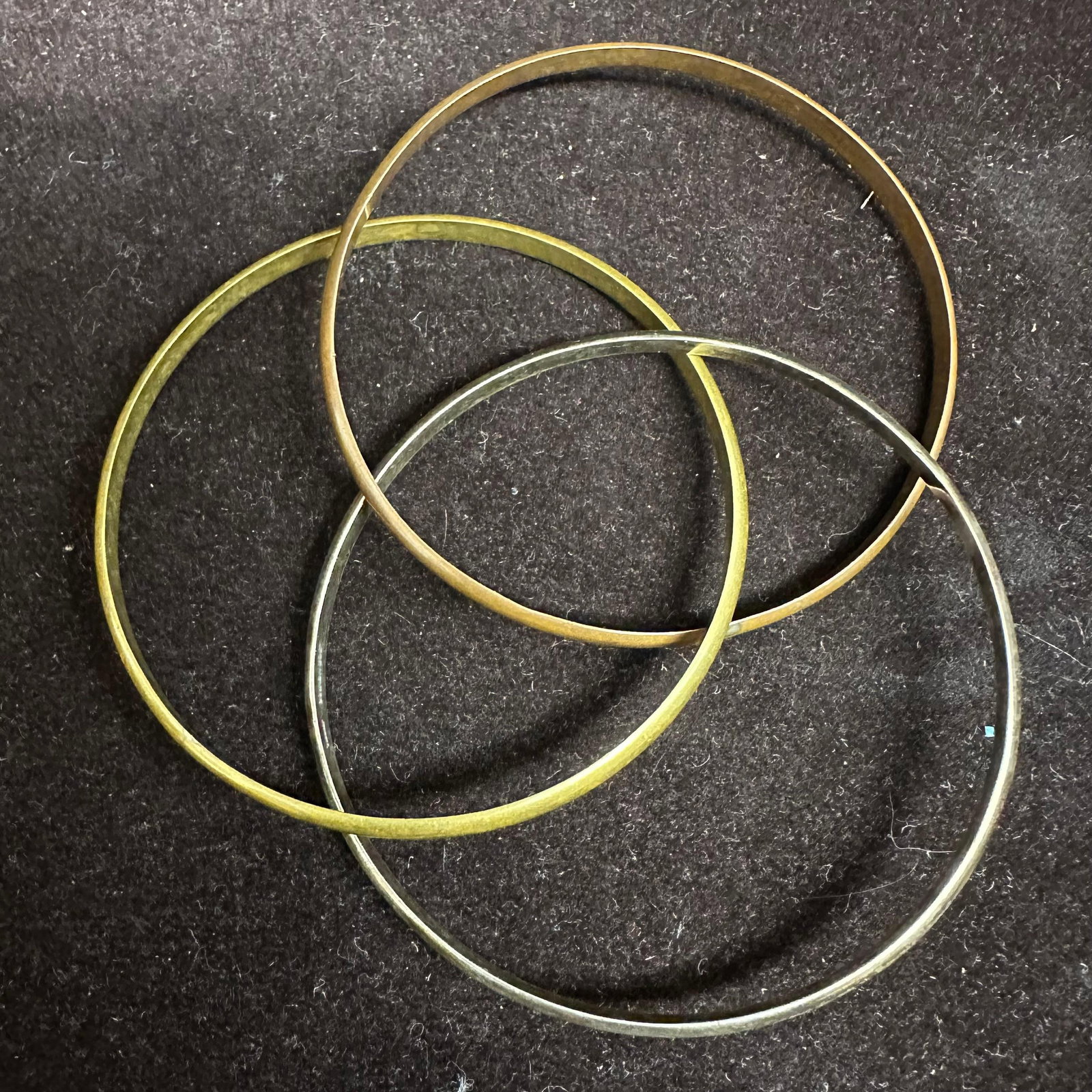 Bracelets Bangle Set Brass and Sterling Set: This item is in good pre-owned, previously used/displayed condition with noticeable light wear and surface scratches. Please reference all photos for full details. This piece of jewelry has been teste
