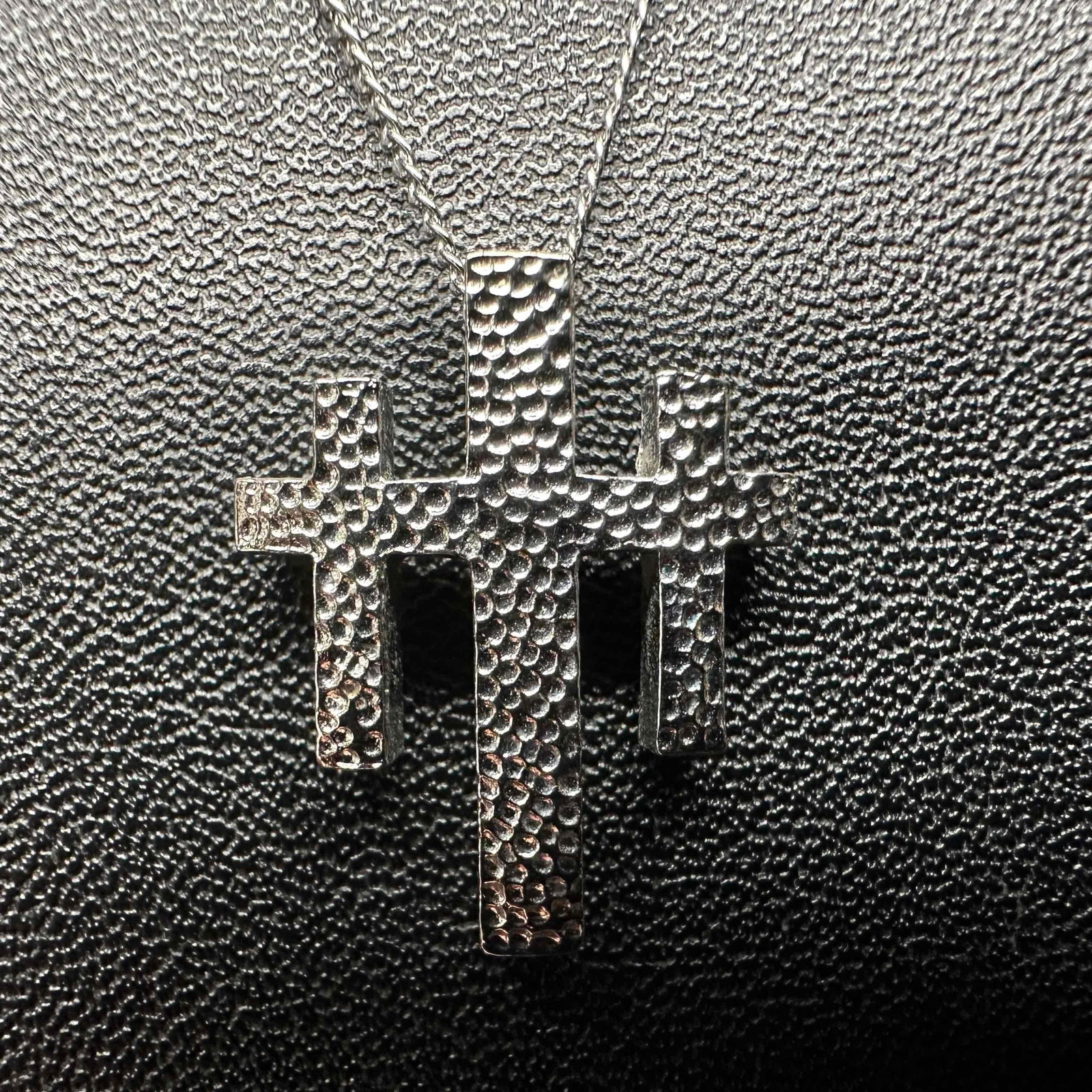 Triple Cross Crucifix Pendant Sterling Silver Necklace: This item is in good pre-owned, previously used/displayed condition with noticeable light wear, and surface scratches. Please reference all photos for full details. This piece of jewelry has been test
