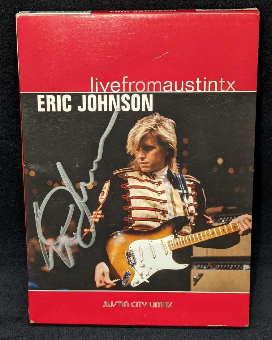 Eric Johnson Autographed Live From Austin DVD: Eric Johnson Autographed Live From Austin DVD. Comes in its original box that is approx 5 1/2" x 1/2" x 7 3/4" and it weighs 0.26lb. This was released by New West Records in 2005. The