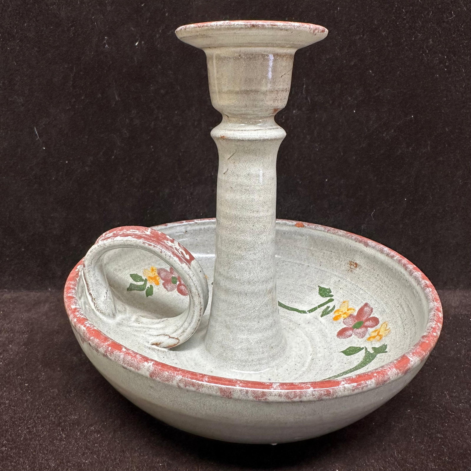 Owens Pottery Floral Candleholder Wax Catching Base (1 of 8)