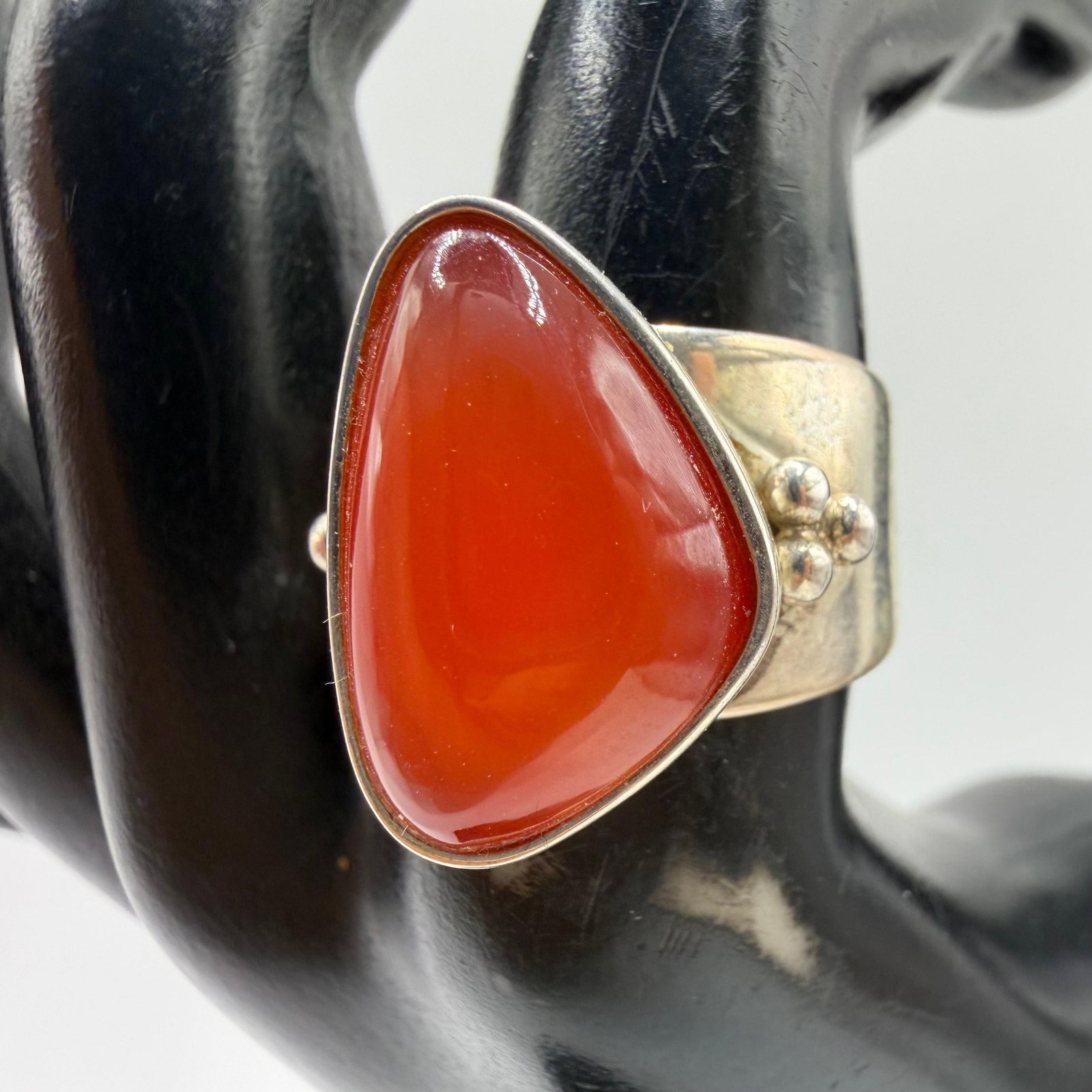 Carnelian Orange Tear Drop Shape Sterling Silver Ring AB46 (1 of 5)
