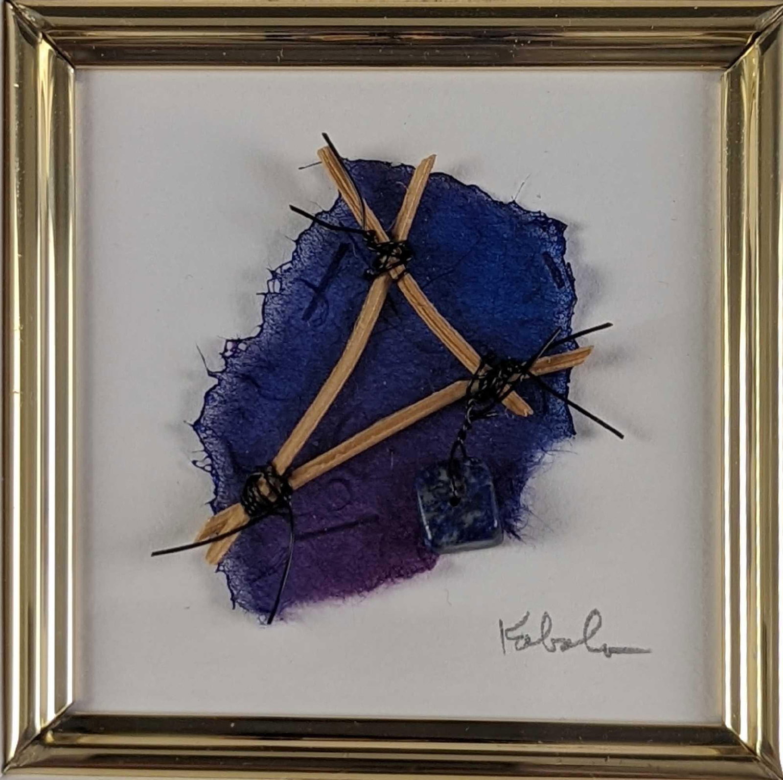 Cheryl Kabala Framed Rice Paper Sculptural Art: Cheryl uses the sculptural technique of assemblage to compose a unified whole group of unrelated and often fragmentary objects. Handmade rice paper is painted then manipulated into desired shapes. Gem