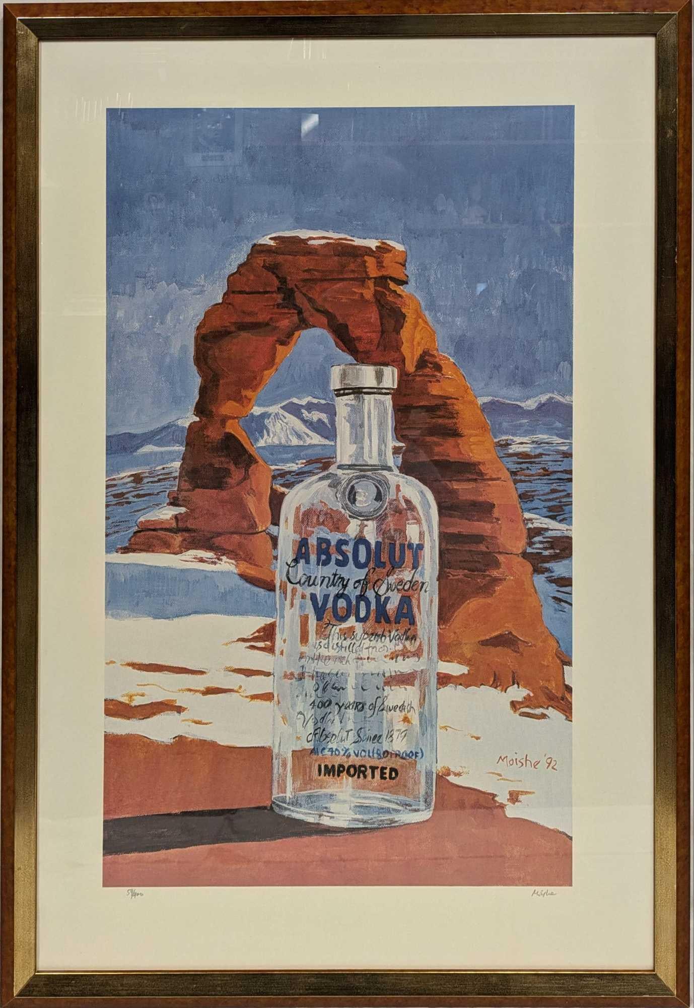 S&N Absolut Statehood: Utah Moishe Smith Print: S&N Absolut Statehood: Utah Moishe Smith Print. This lithograph is #54 out of #400. This framed print is approx 28 1/2" x 1" x 41" and it weighs 11.60lbs. The frame has small chips