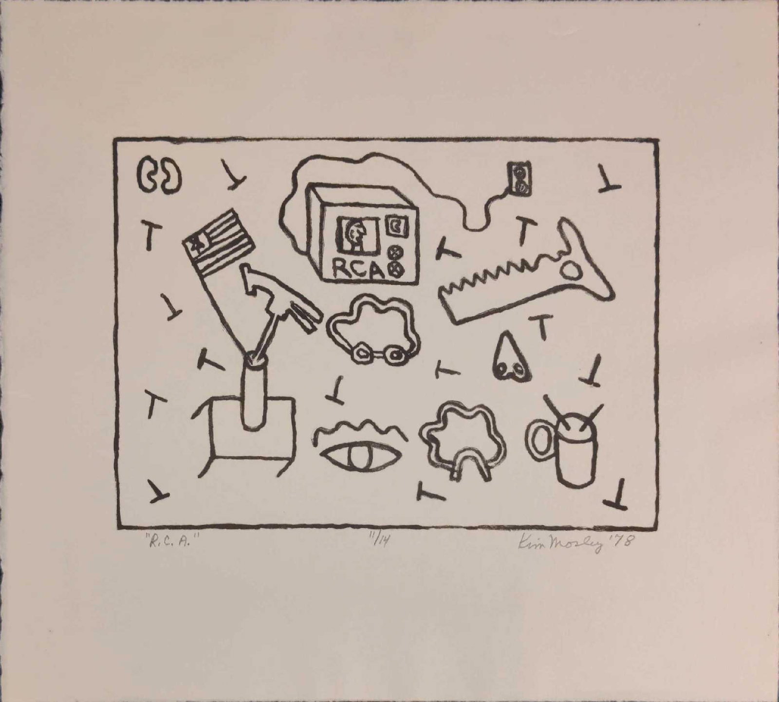 Kim Mosley (20th Century) Signed Woodblock Print RCA (1 of 2)
