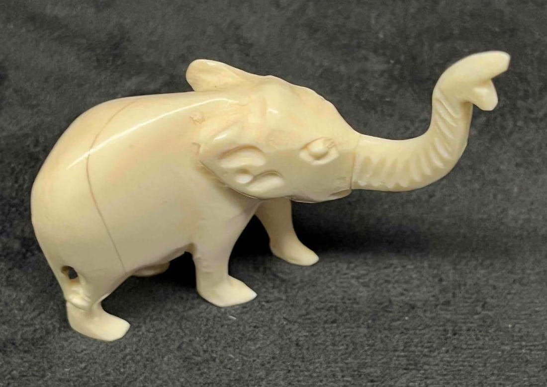 Small Hand Carved Bone Elephant - 8