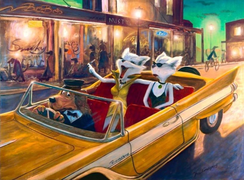 S&N Ivan Clarke "Outrageous Gossip" Large Giclée: S&N Ivan Clarke "Outrageous Gossip" Large Giclée Signed and numbered giclee on canvas print of Outrageous Gossip by Ivan Clarke. Comes in the original tube with the COA. This large (4