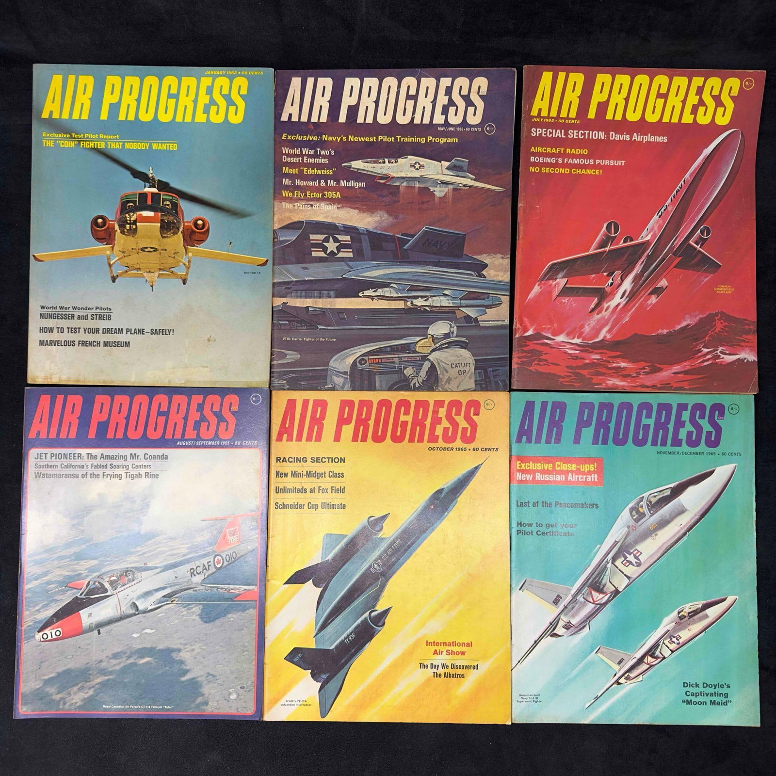 Air Progress Magazine 1965 Lot of 6 Six Magazines Collection Set: Air Progress Magazine 1965 Lot of 6 Six Magazines Collection Set. This Air Progress 1965 magazine collection includes the following monthly issues January, May/June, July, August/September, October,