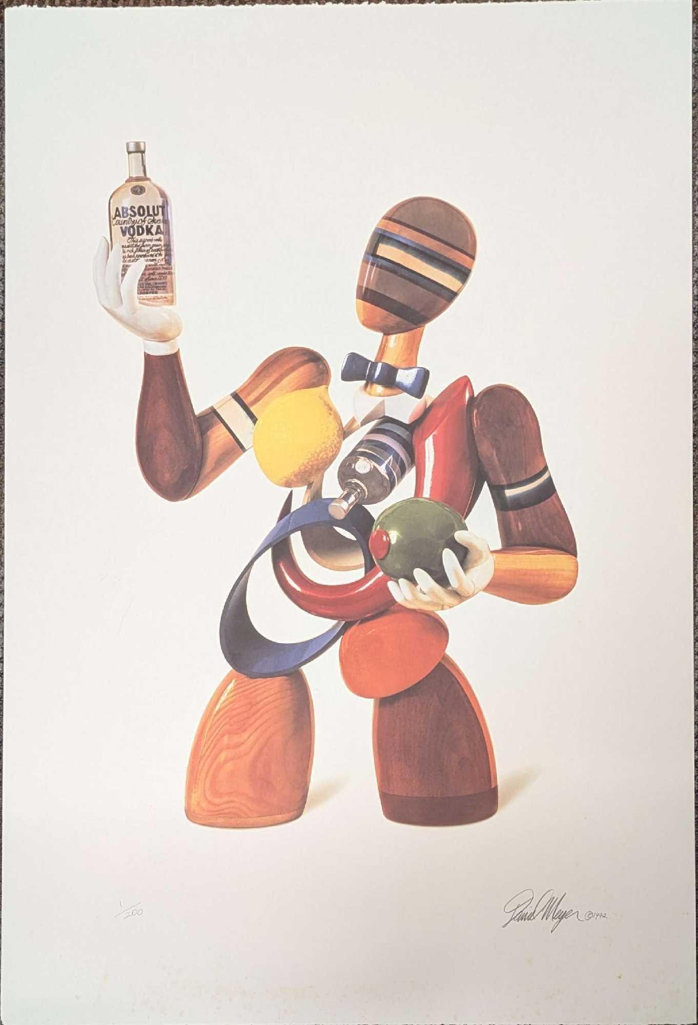 S&N Absolut Vodka Daniel Meyer Print #1: S&N Absolut Vodka Daniel Meyer Print #1. This is approx 26" x 39" and it weighs 0.38lb. This is #1 out of #200. The print has some dampstaining near the bottom. Dan Meyer is a n