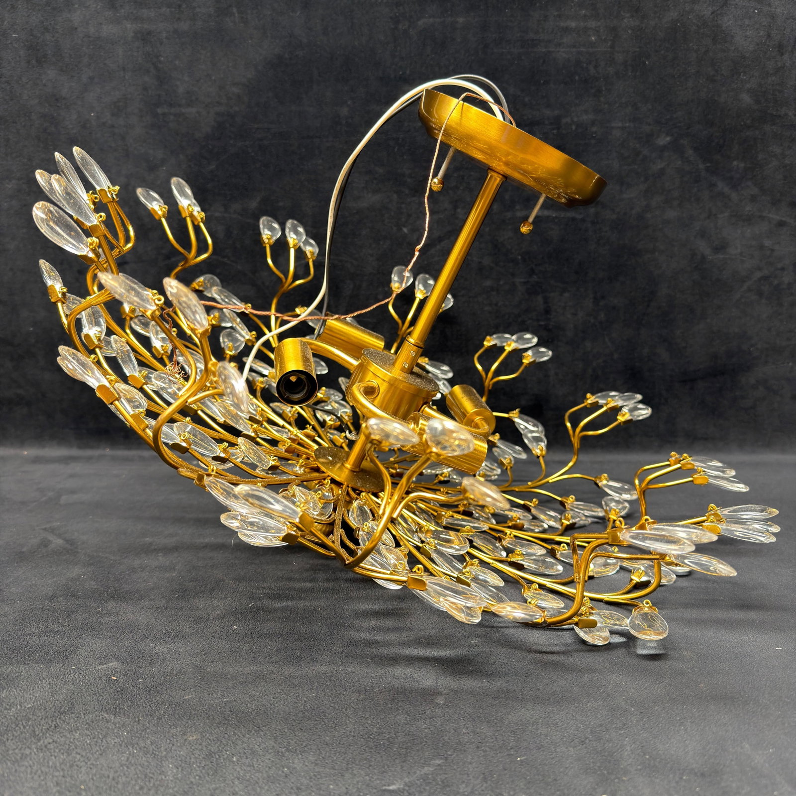 Brielle Modern Semi Flush Mount Ceiling Light Fixture Brass and Crystal (1 of 5)