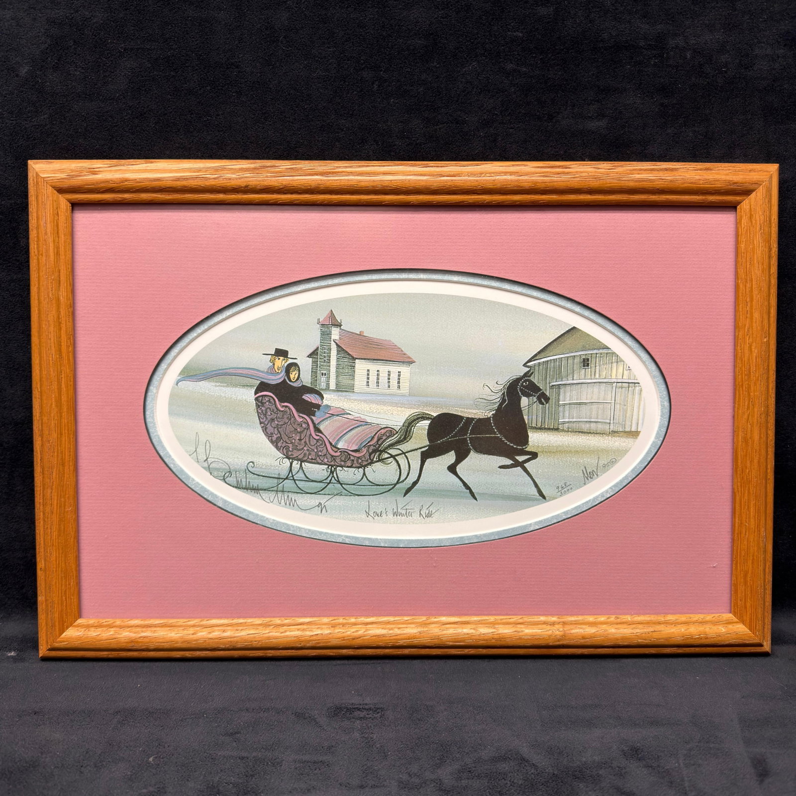 P. Buckley Moss Loves Winter Ride Signed and Numbered 968 of 3000 Framed Print (1 of 6)
