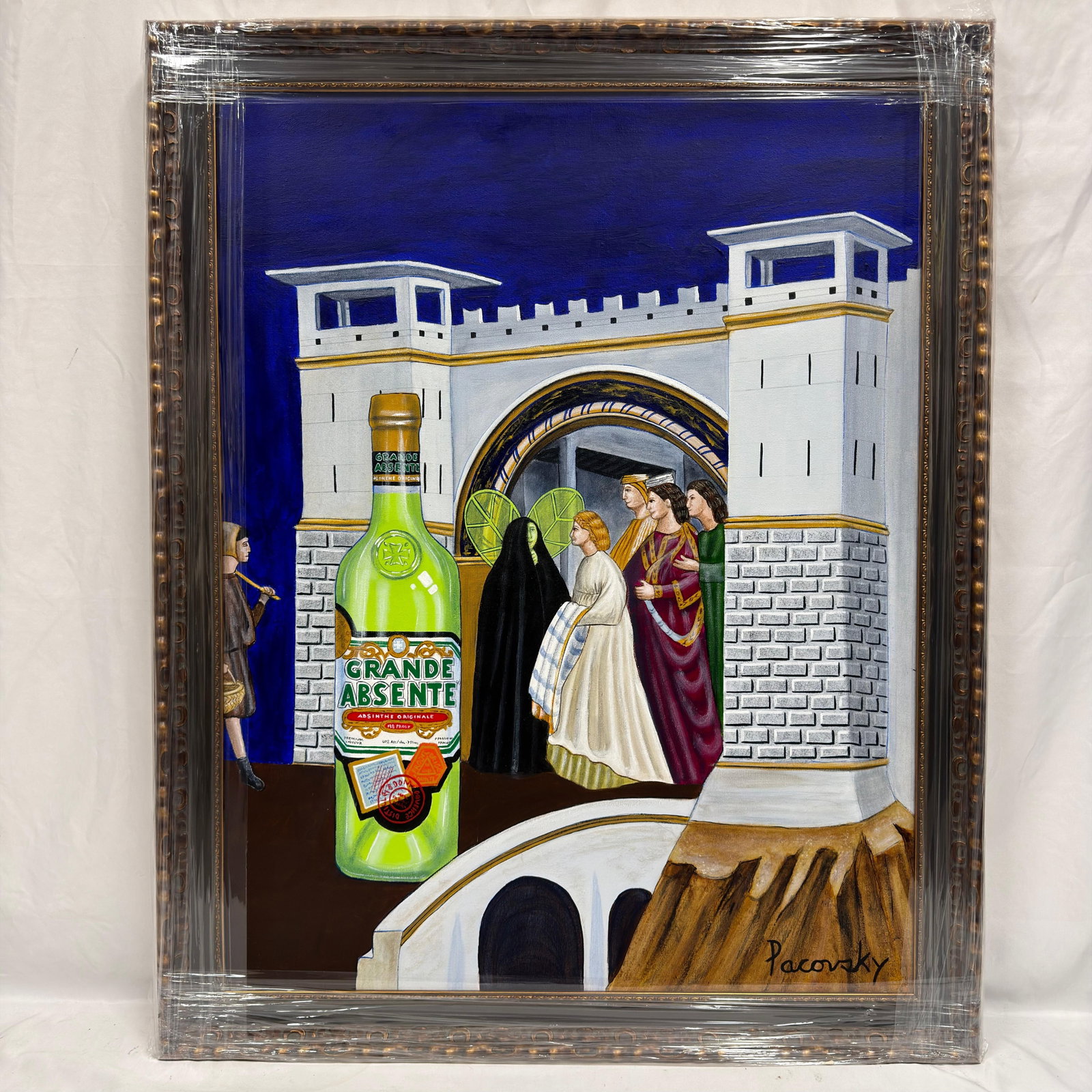 Signed Pacovsky Acrylic on Canvas Meeting at the Golden Gate (1 of 6)