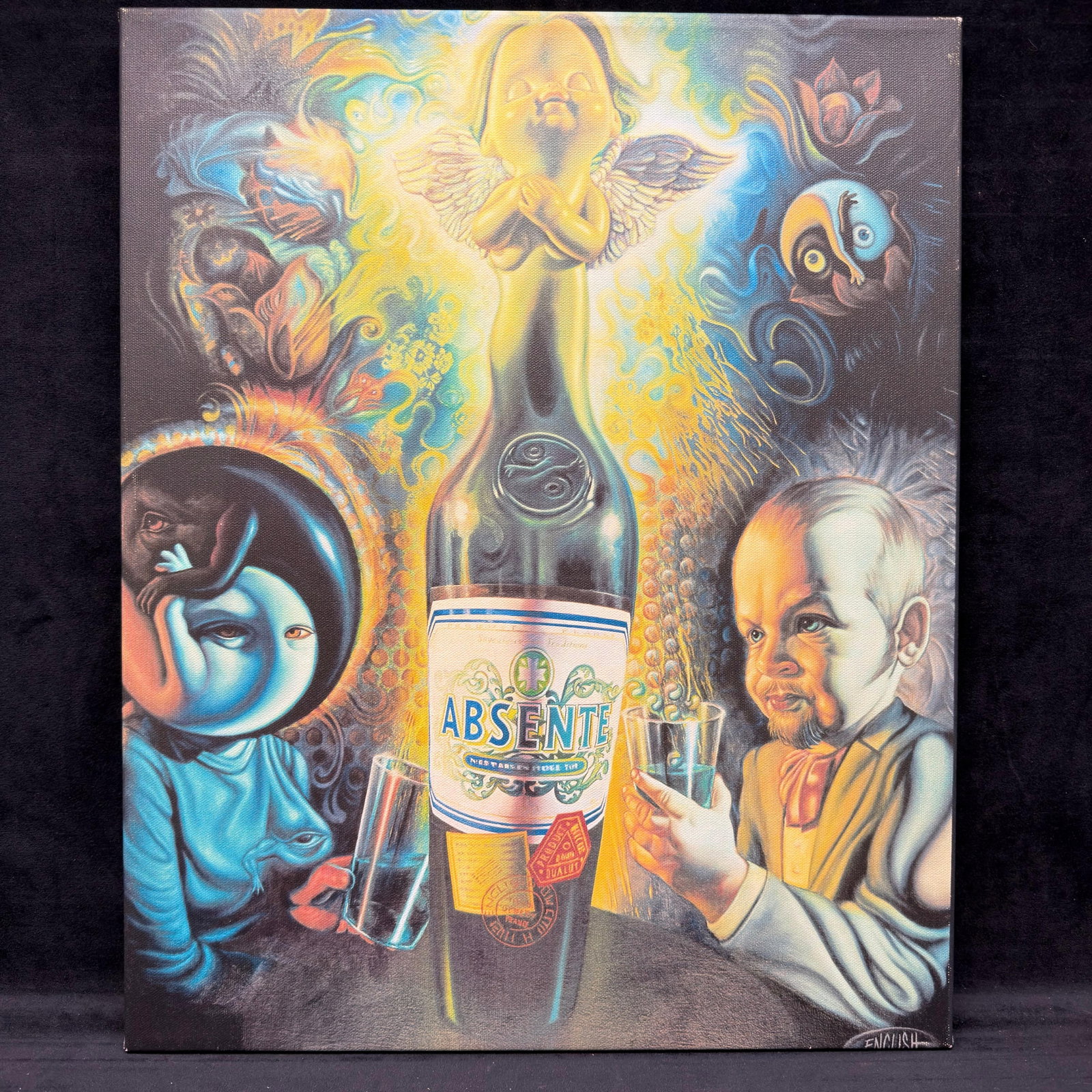 Ron English Absente Hallucination Style Absinthe Refined Print on Canvas: Absinthe Refined Ad Art By Ron English Liquor Advertisement Canvas Art Print. This item is in pre-owned, previously displayed condition with minimal wear and minor surface markings. Please reference a
